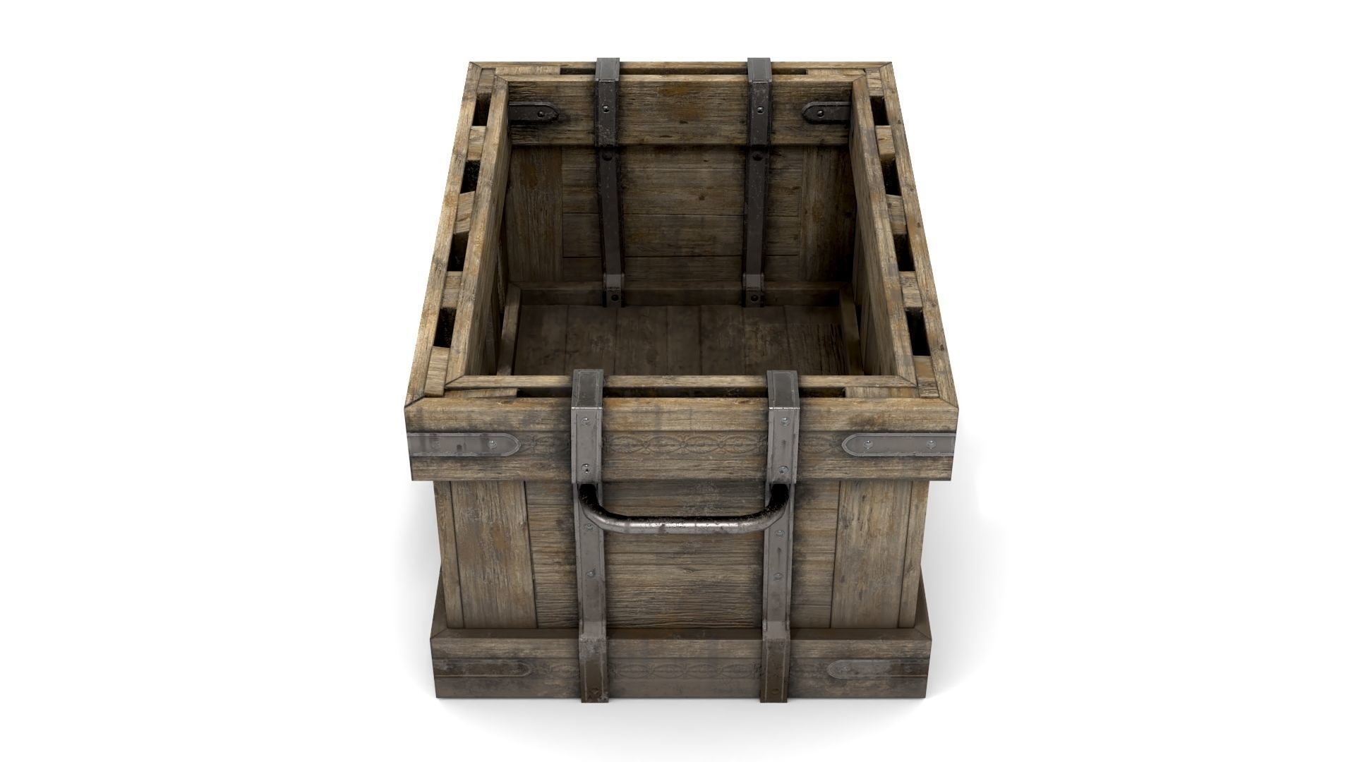 Ancient Wooden Box 1 Low-poly 3D model_7