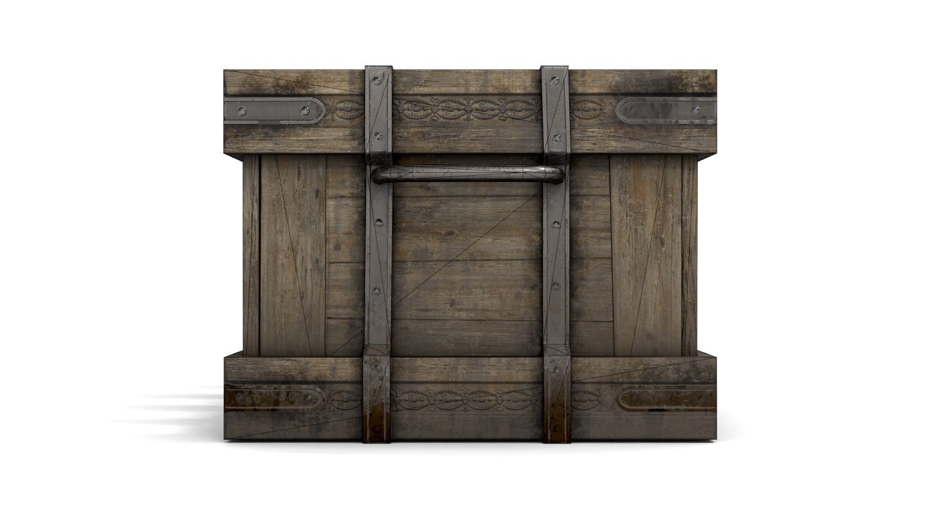 Ancient Wooden Box 1 Low-poly 3D model_13