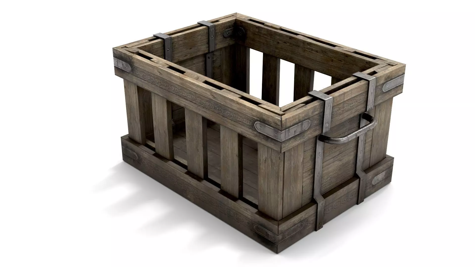 Ancient Wooden Box 1 Low-poly 3D model_0