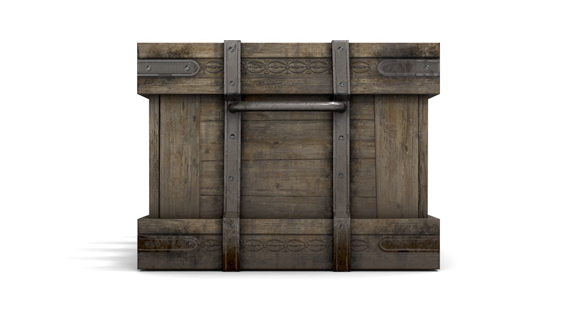 Ancient Wooden Box 1 Low-poly 3D model_3