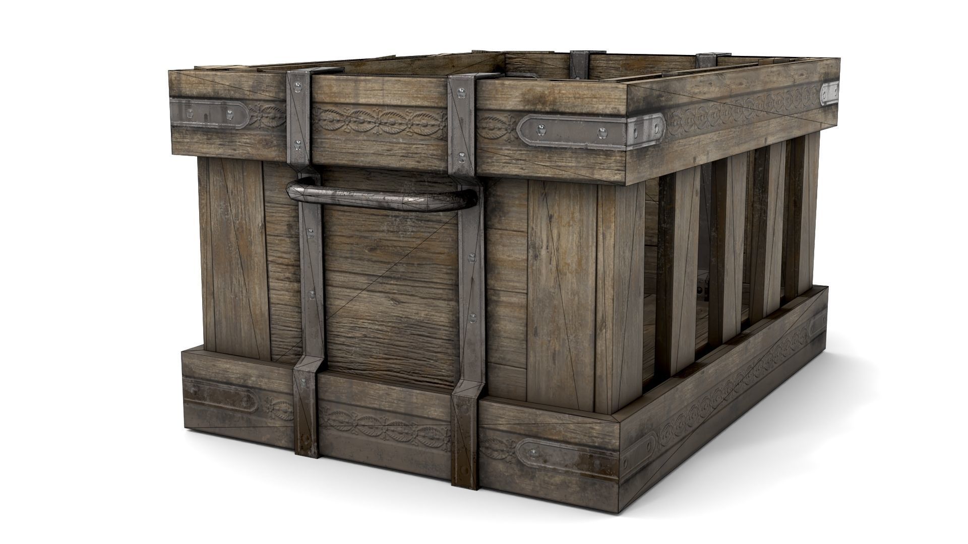 Ancient Wooden Box 1 Low-poly 3D model_18
