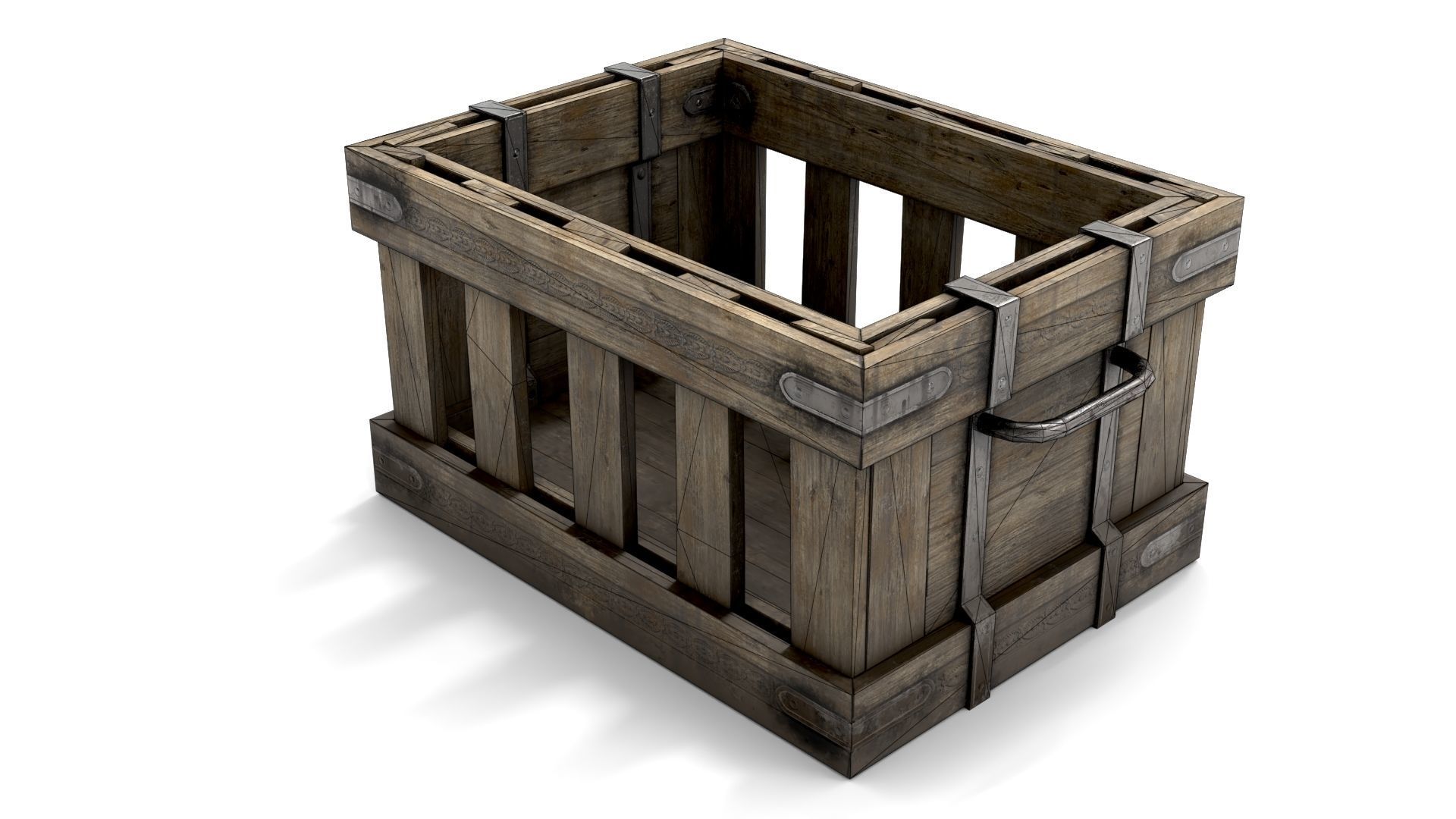 Ancient Wooden Box 1 Low-poly 3D model_10
