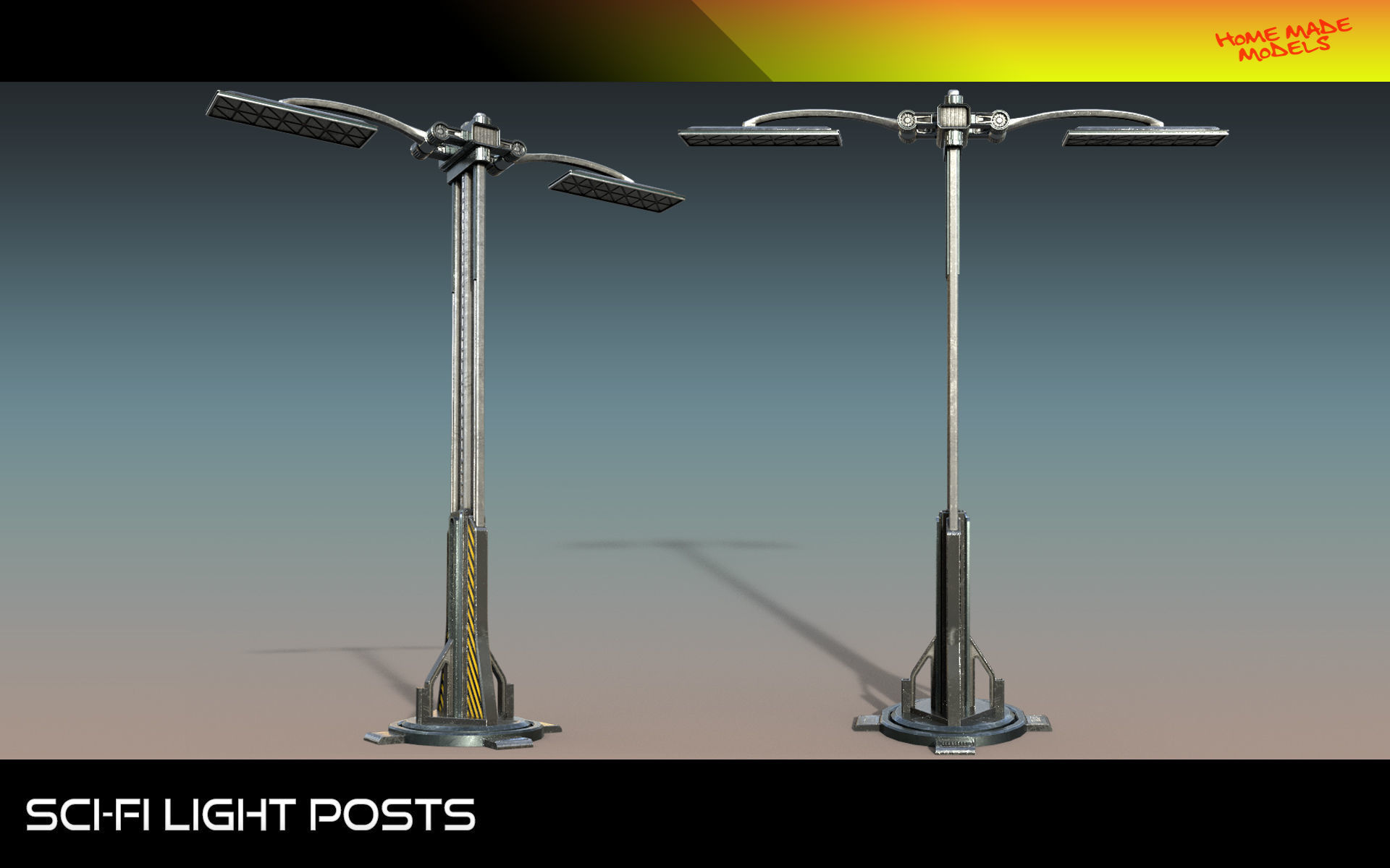 Sci-Fi Light Posts  Low-poly 3D model_17