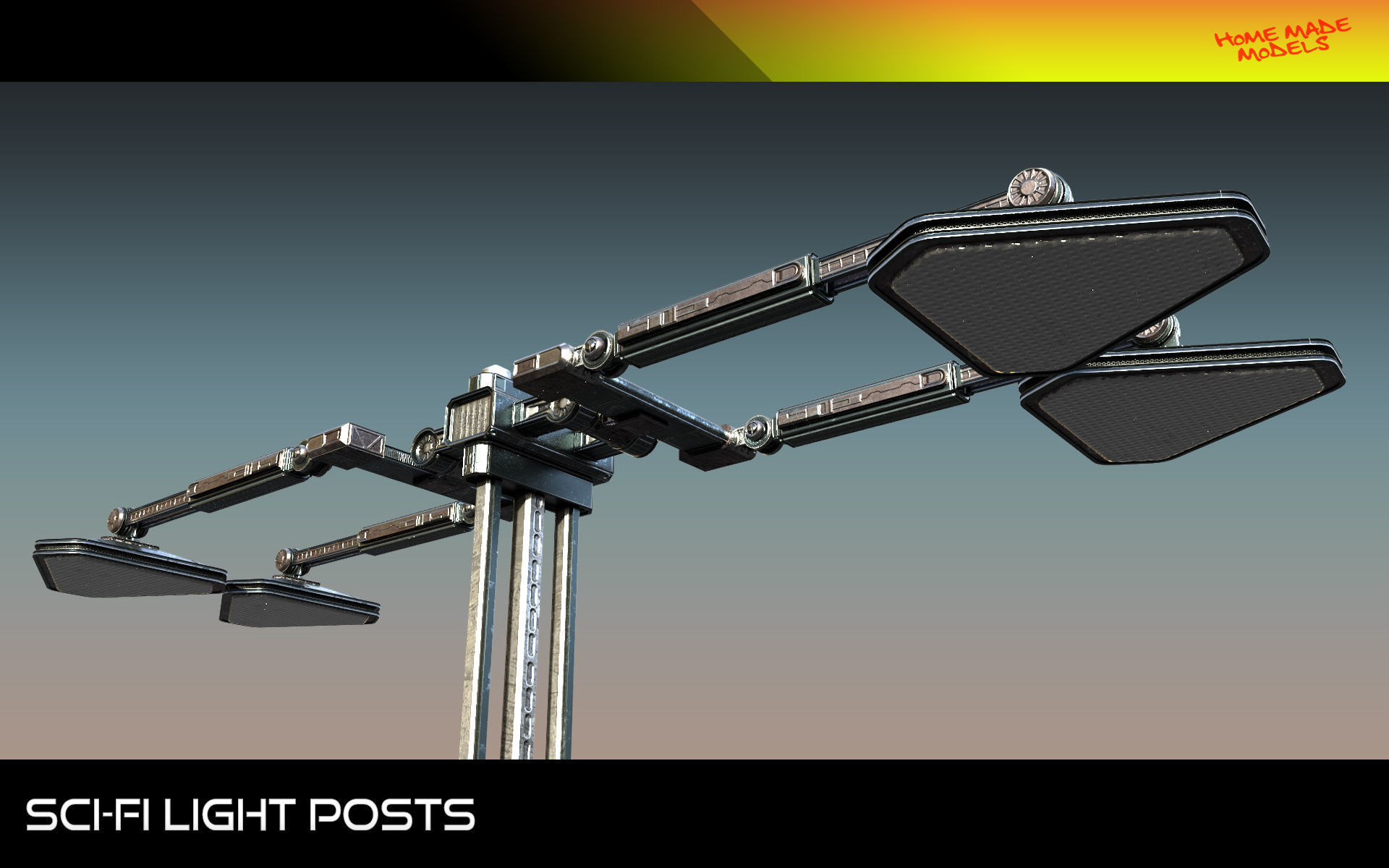 Sci-Fi Light Posts  Low-poly 3D model_22