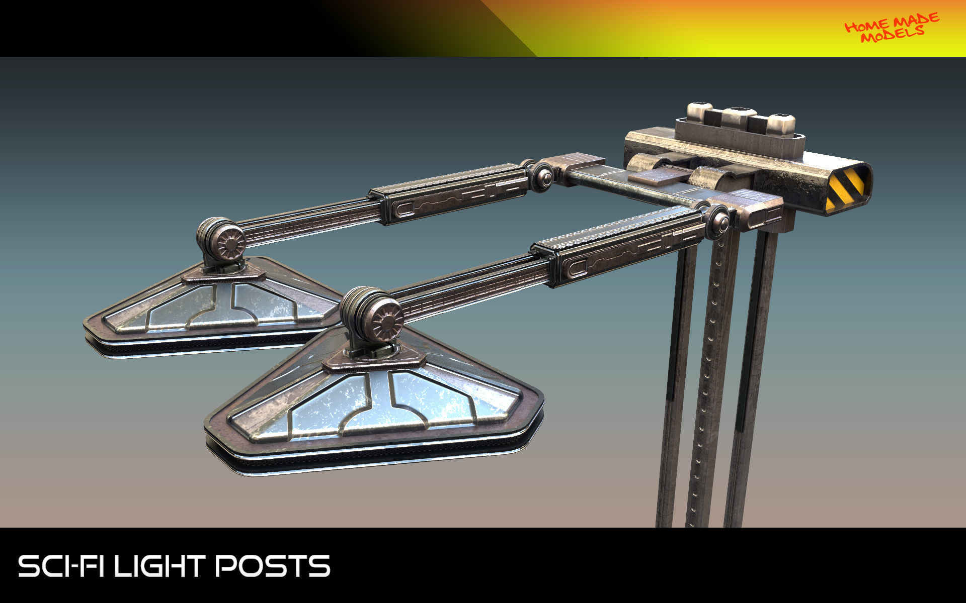 Sci-Fi Light Posts  Low-poly 3D model_11