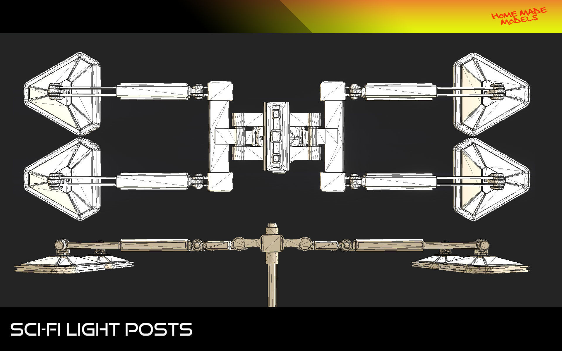 Sci-Fi Light Posts  Low-poly 3D model_23