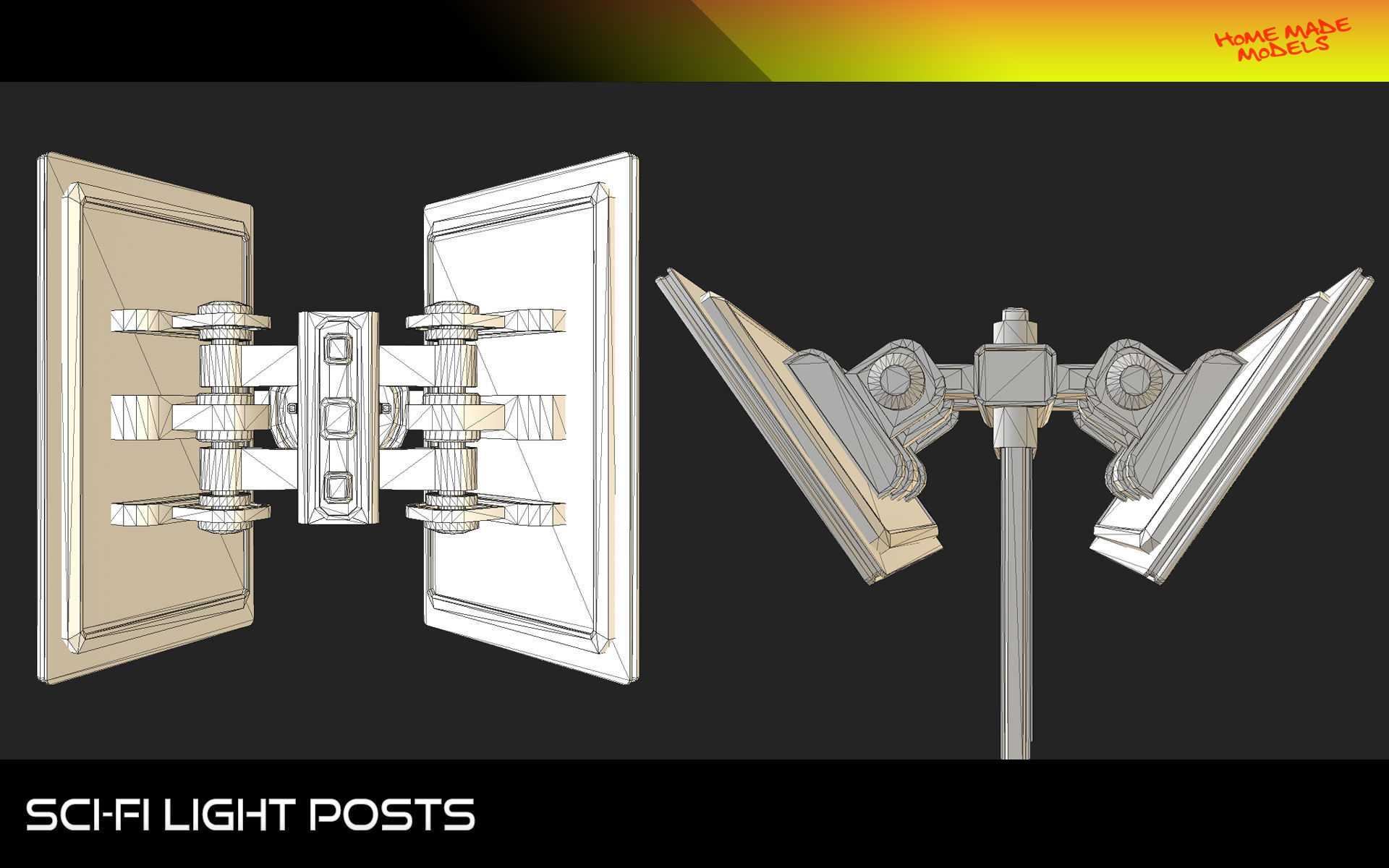 Sci-Fi Light Posts  Low-poly 3D model_15