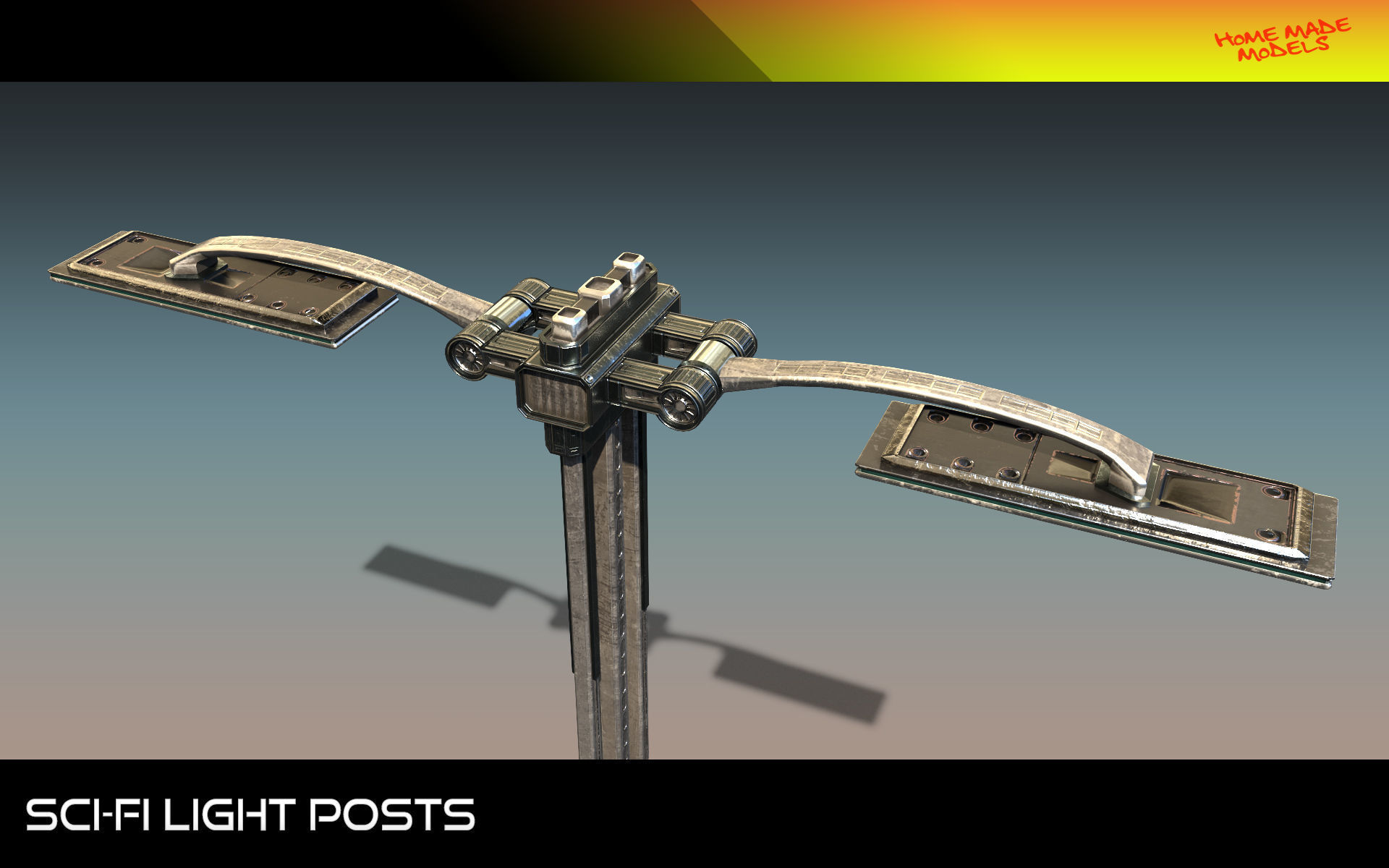 Sci-Fi Light Posts  Low-poly 3D model_18