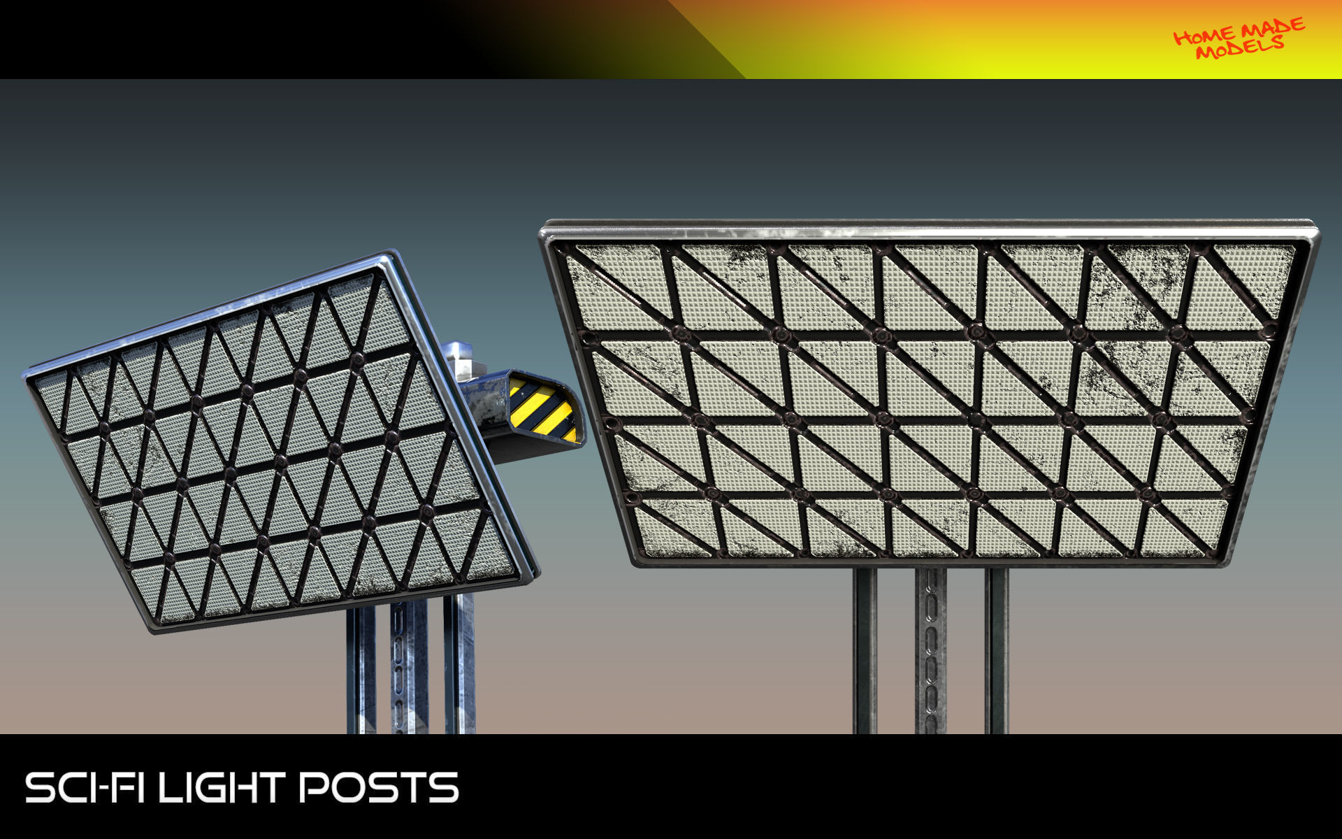 Sci-Fi Light Posts  Low-poly 3D model_3