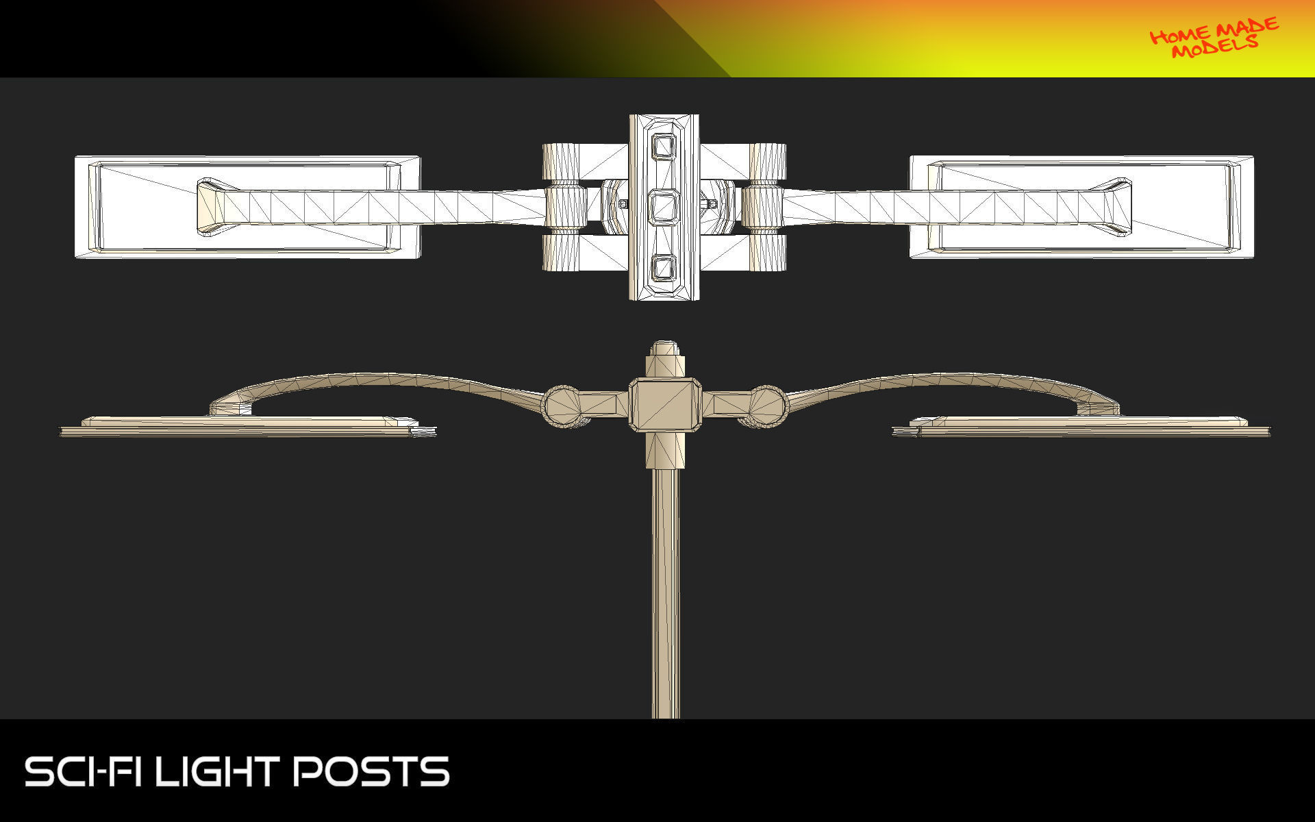 Sci-Fi Light Posts  Low-poly 3D model_19