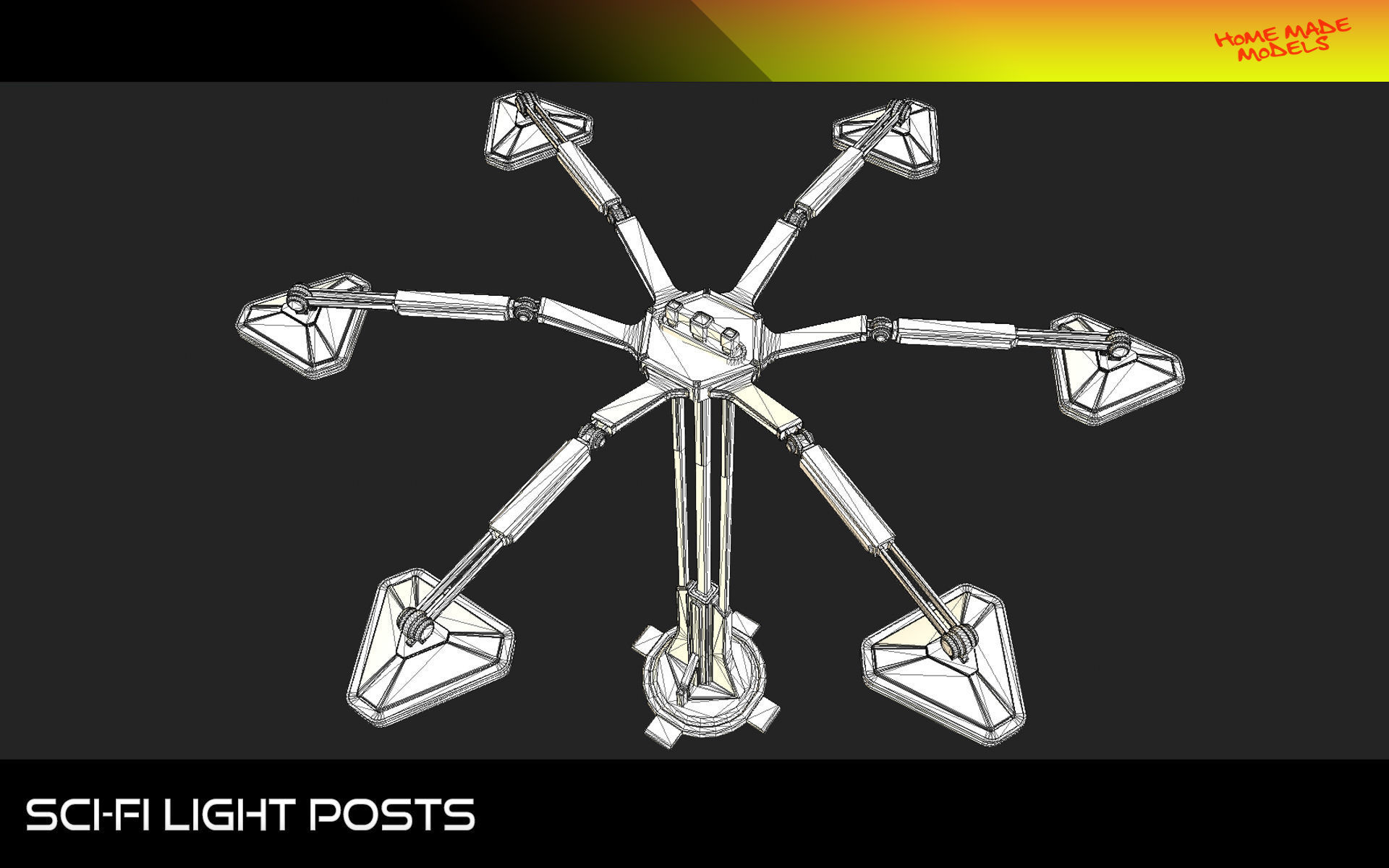 Sci-Fi Light Posts  Low-poly 3D model_26