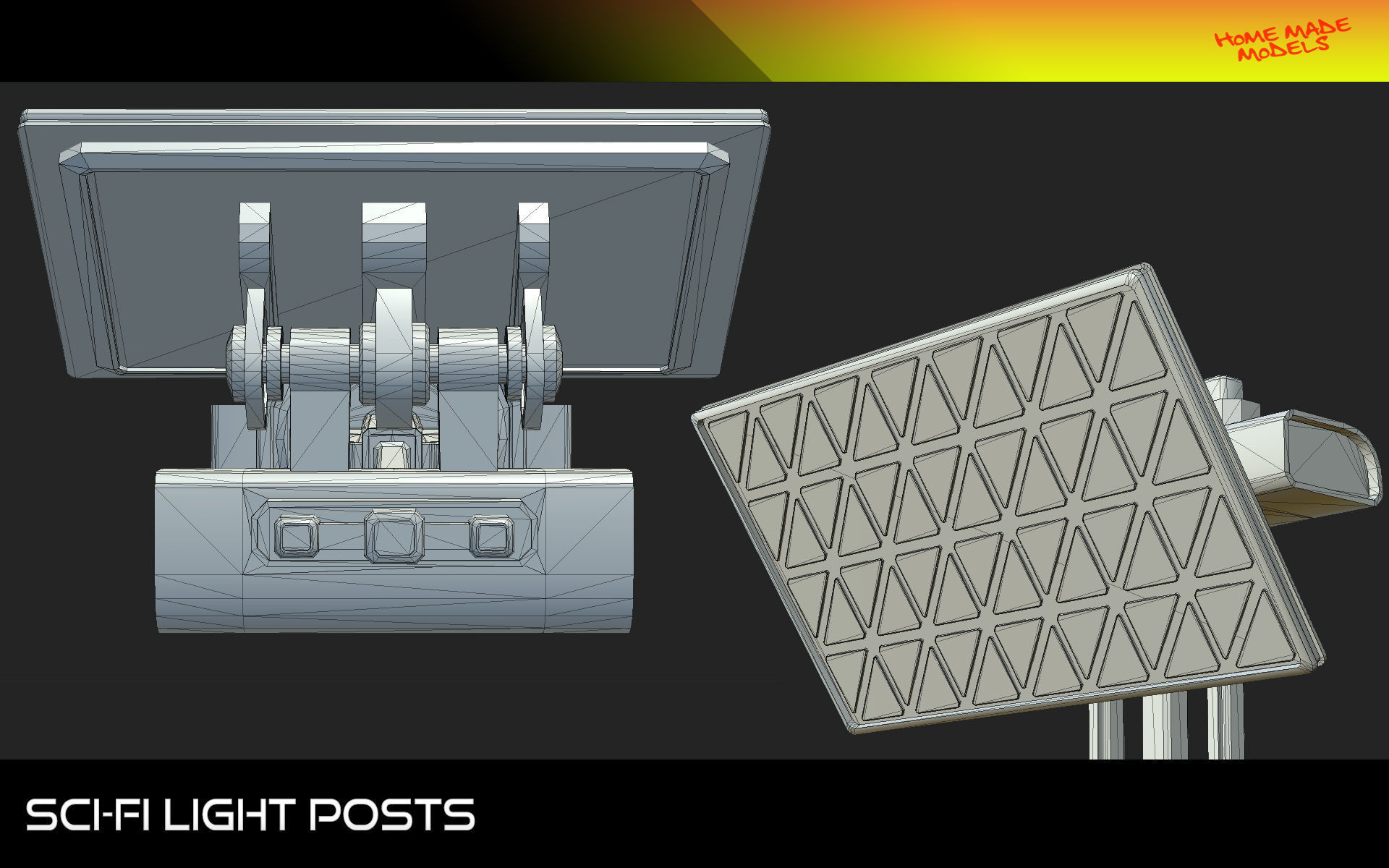 Sci-Fi Light Posts  Low-poly 3D model_4