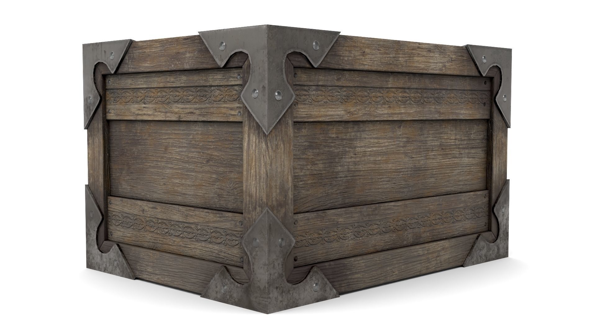 Ancient Wooden Box 2 Low-poly 3D model_6