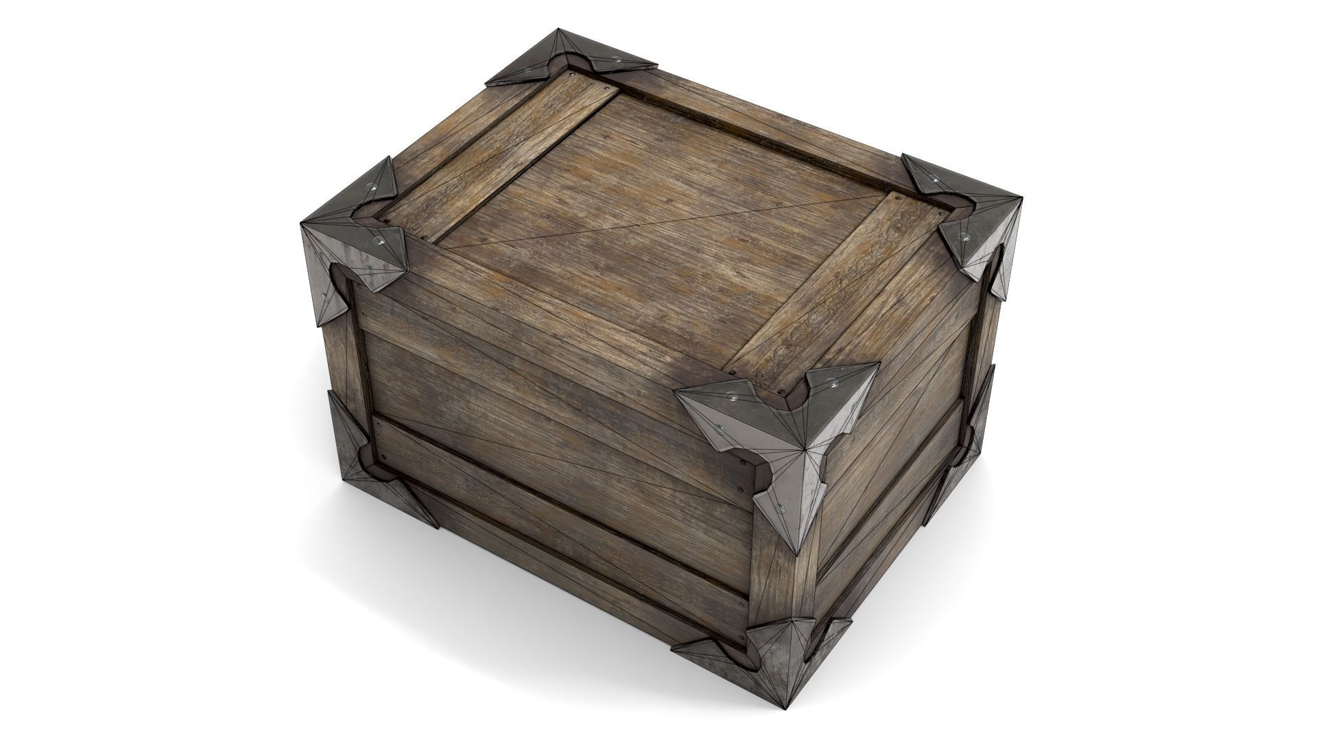 Ancient Wooden Box 2 Low-poly 3D model_12
