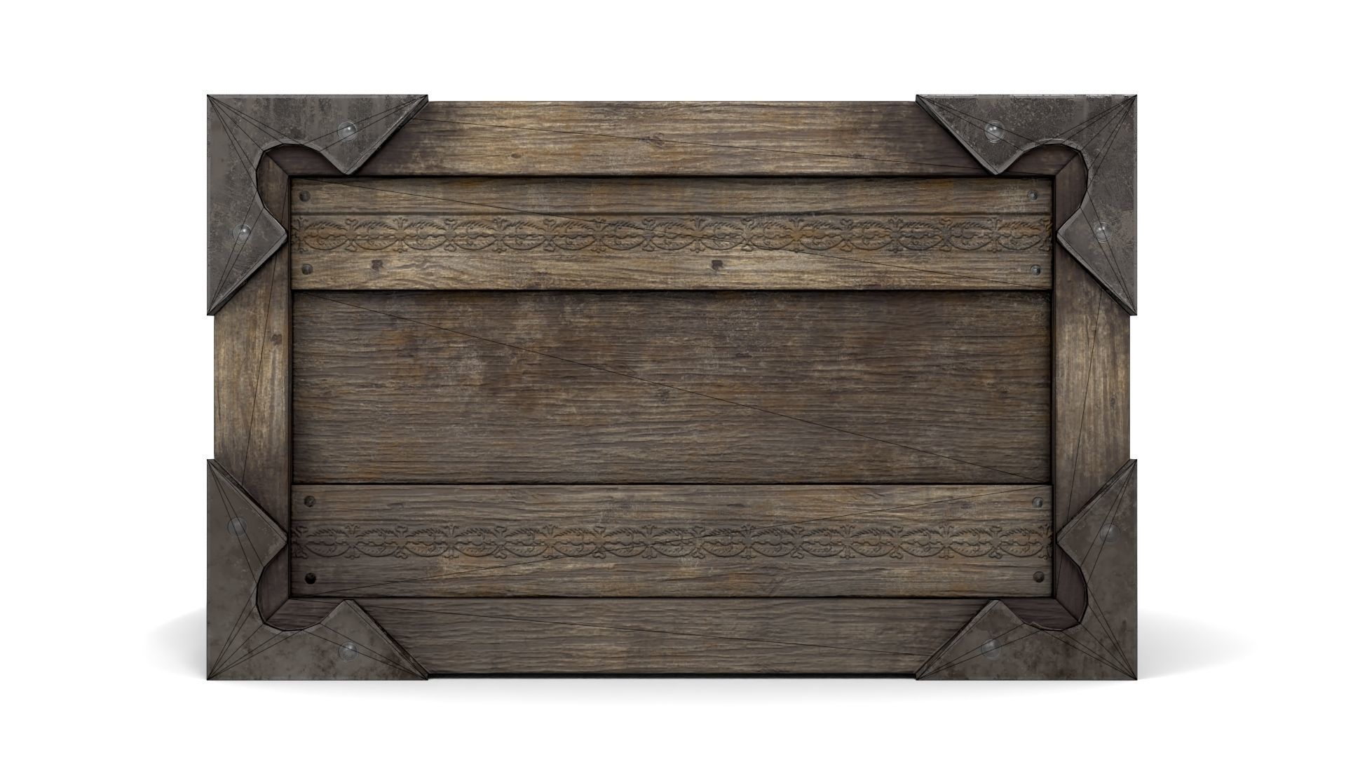 Ancient Wooden Box 2 Low-poly 3D model_15