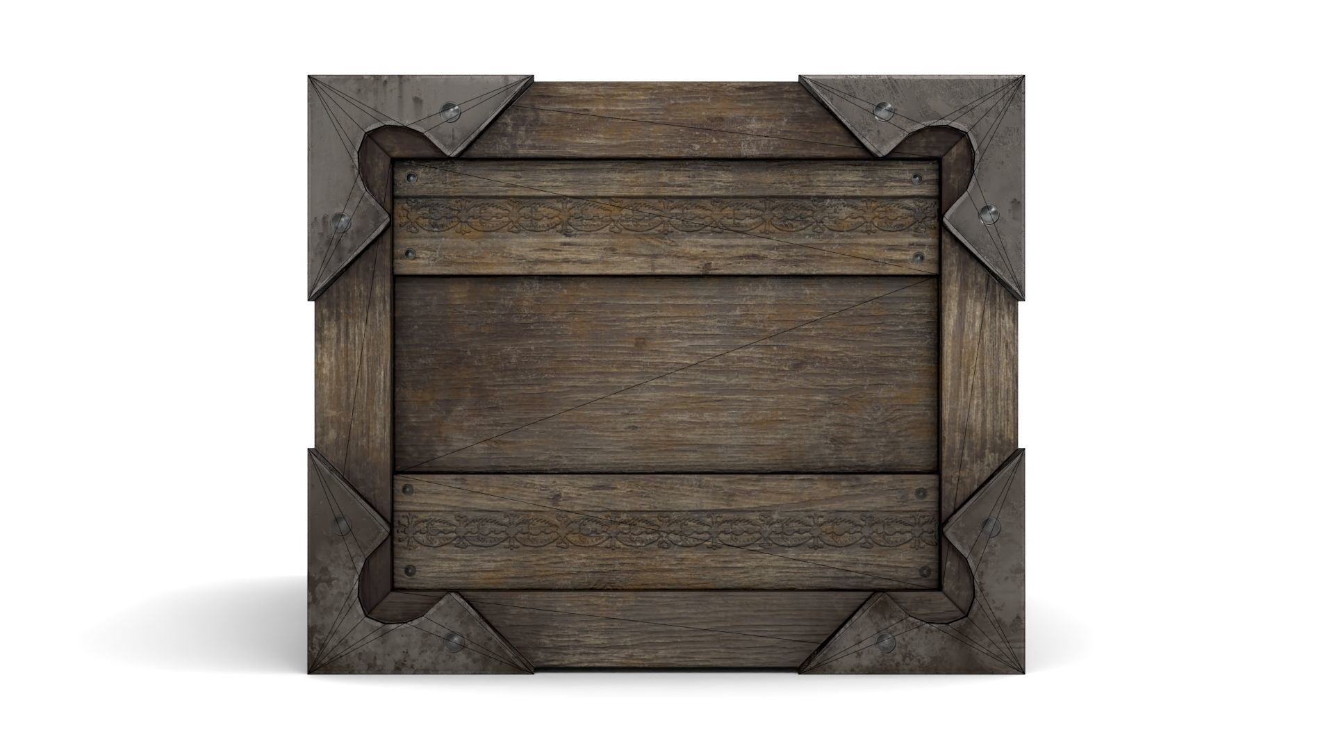 Ancient Wooden Box 2 Low-poly 3D model_13