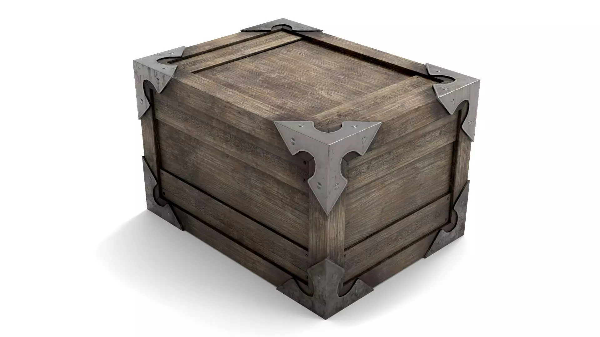Ancient Wooden Box 2 Low-poly 3D model_0