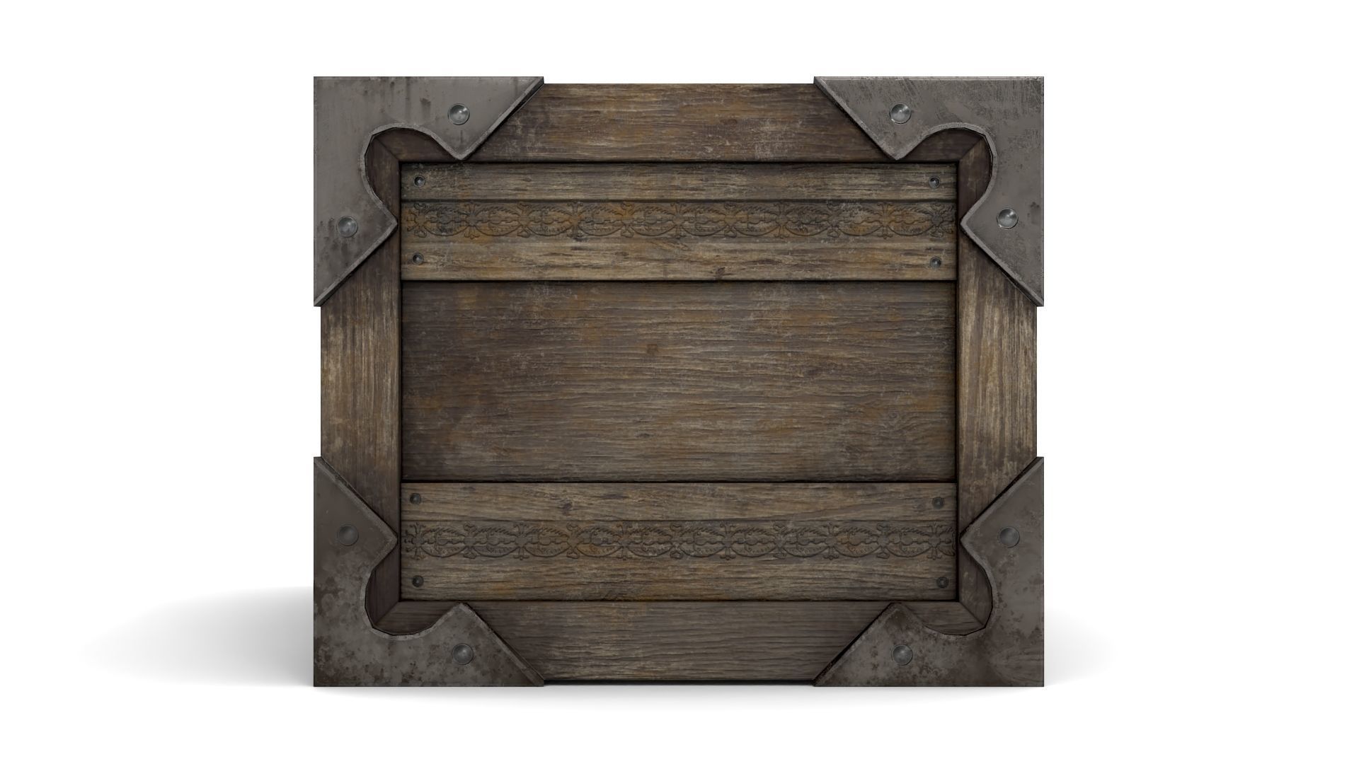 Ancient Wooden Box 2 Low-poly 3D model_3