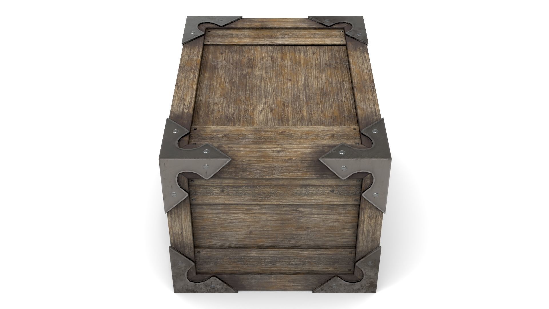 Ancient Wooden Box 2 Low-poly 3D model_7