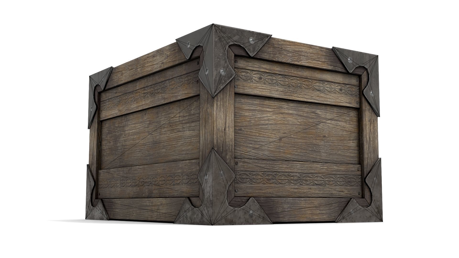 Ancient Wooden Box 2 Low-poly 3D model_19