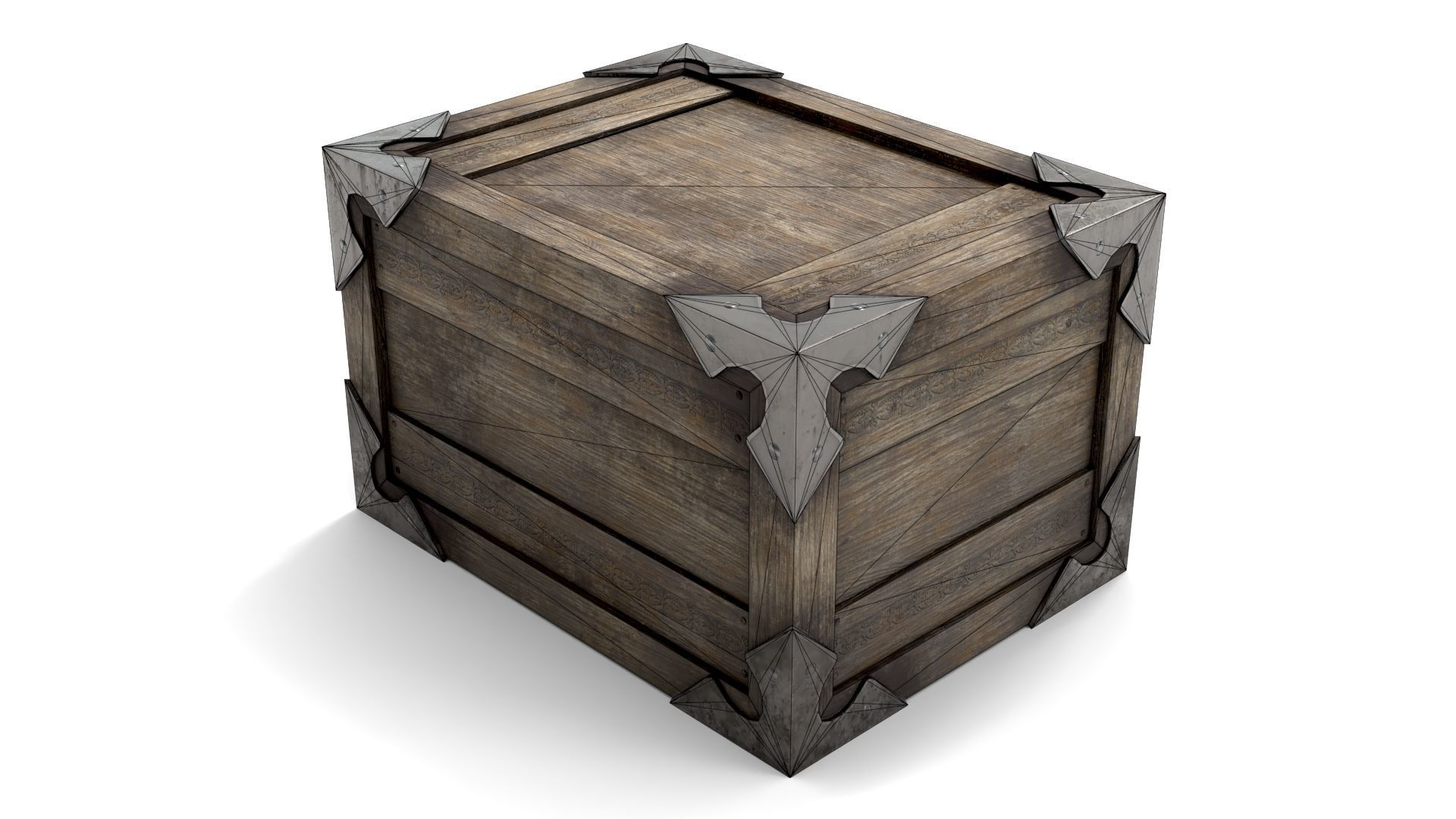 Ancient Wooden Box 2 Low-poly 3D model_10