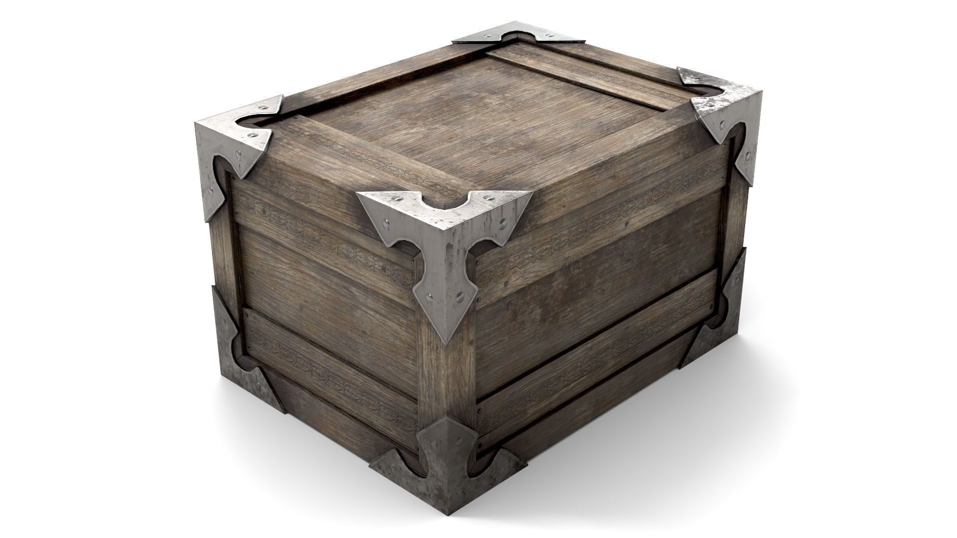 Ancient Wooden Box 2 Low-poly 3D model_1