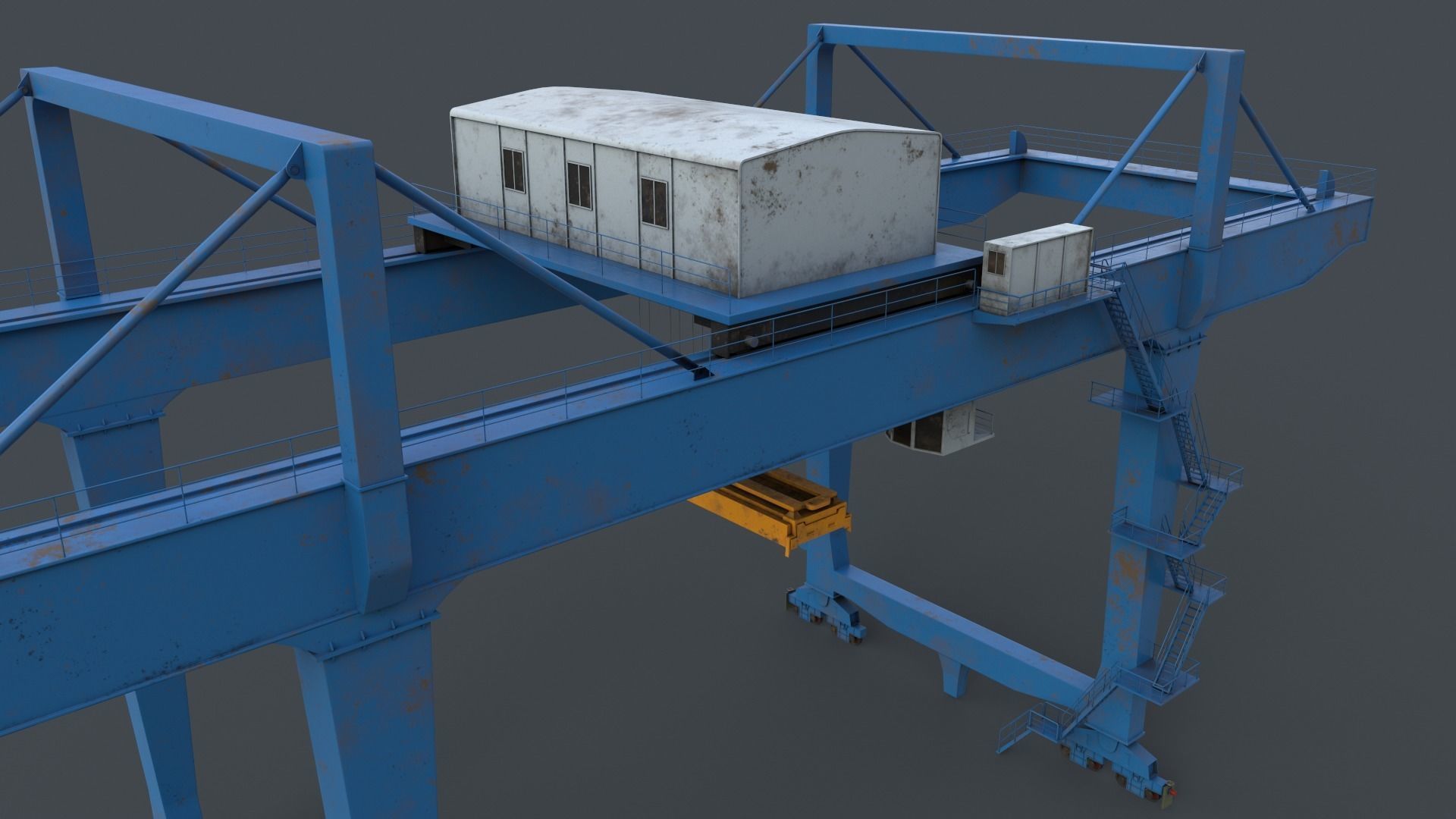PBR Rail Mounted Gantry Crane RMG V2 - Blue Light Low-poly 3D model_10