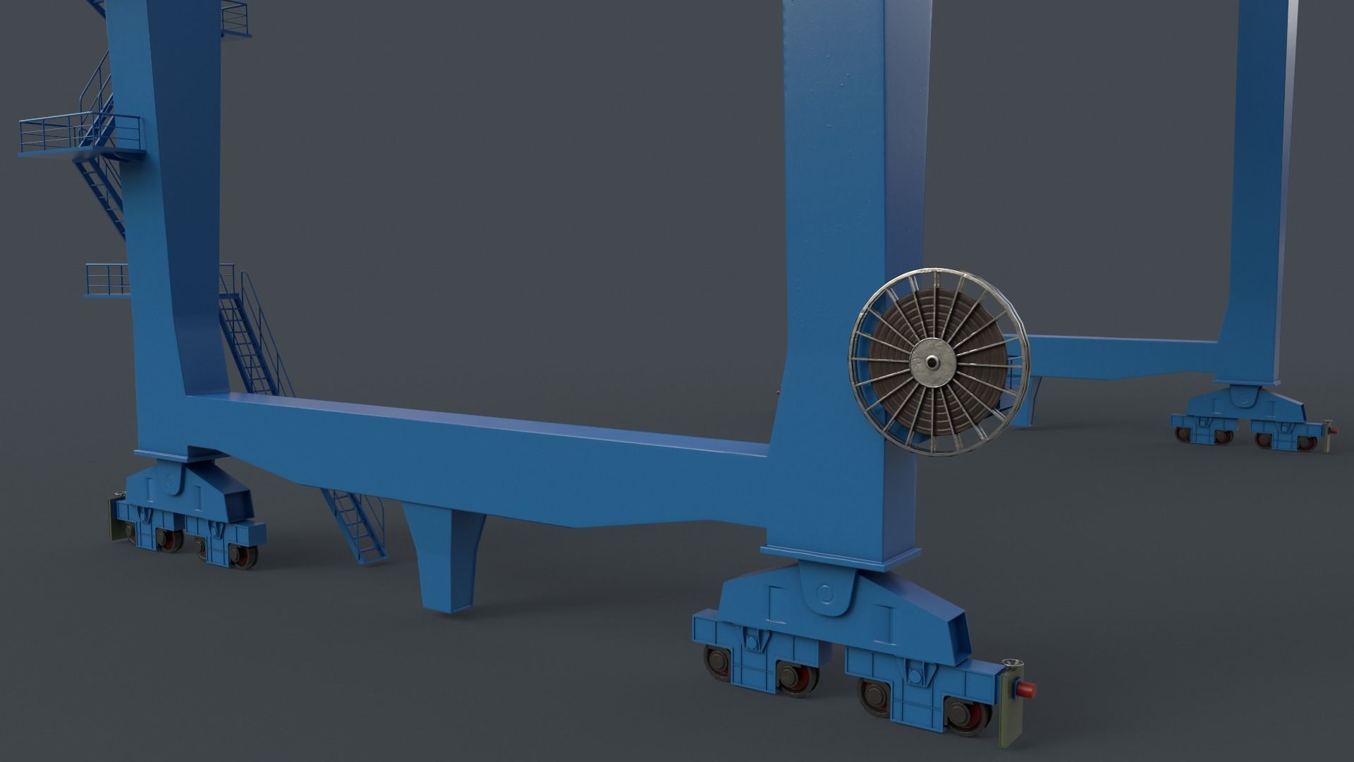 PBR Rail Mounted Gantry Crane RMG V2 - Blue Light Low-poly 3D model_20