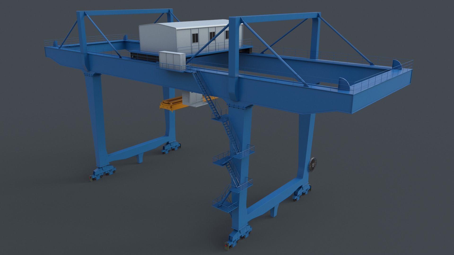 PBR Rail Mounted Gantry Crane RMG V2 - Blue Light Low-poly 3D model_12