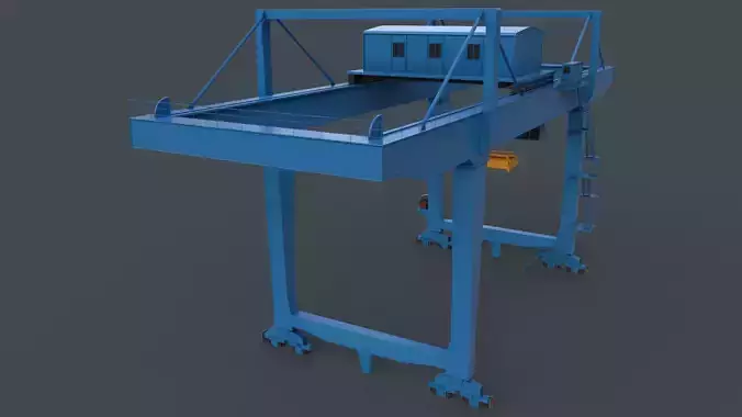 PBR Rail Mounted Gantry Crane RMG V2 - Blue Light Low-poly 3D model