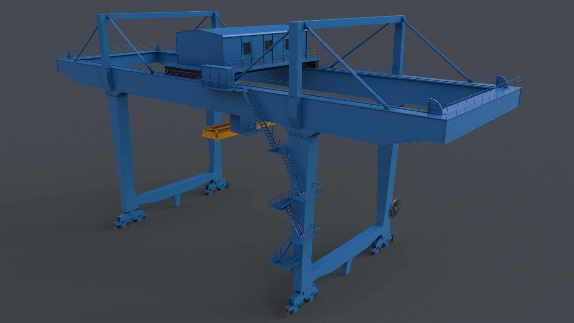 PBR Rail Mounted Gantry Crane RMG V2 - Blue Light Low-poly 3D model_11