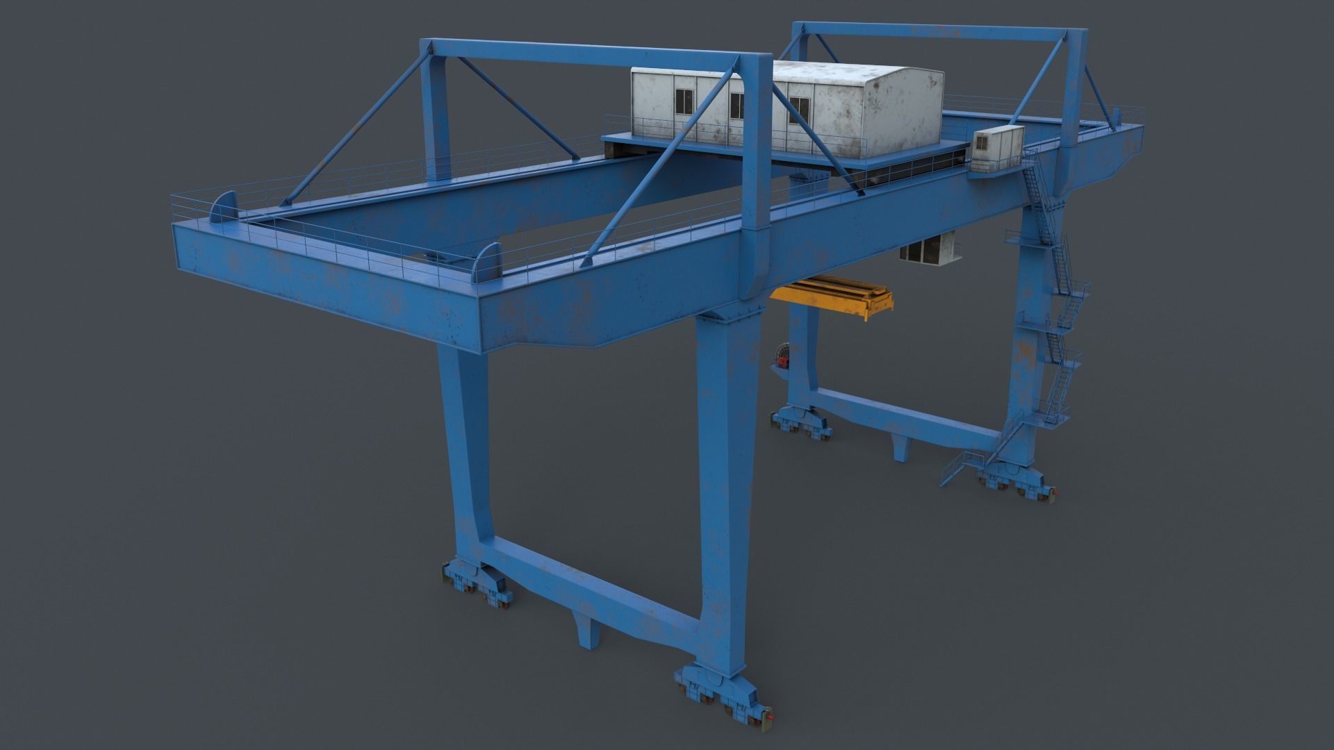 PBR Rail Mounted Gantry Crane RMG V2 - Blue Light Low-poly 3D model_5
