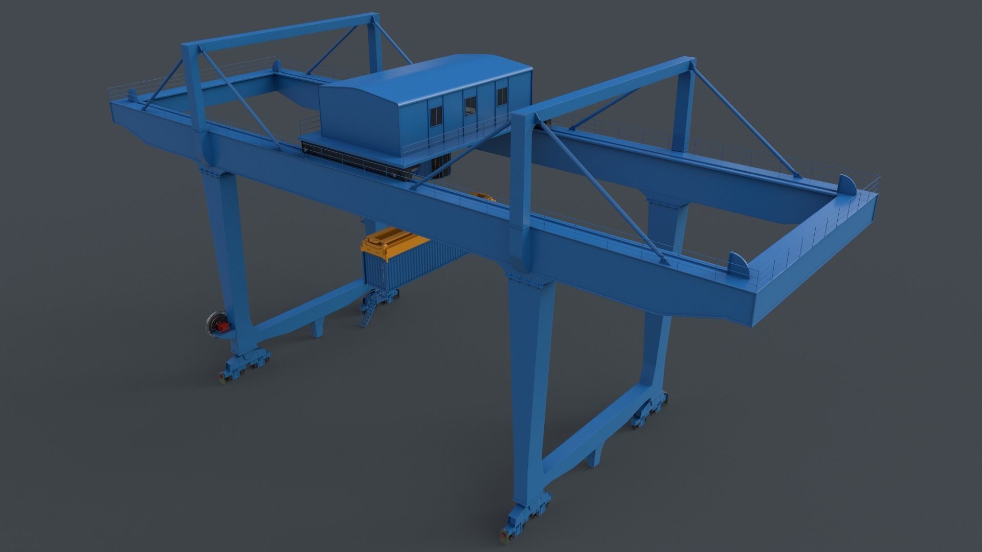 PBR Rail Mounted Gantry Crane RMG V2 - Blue Light Low-poly 3D model_18