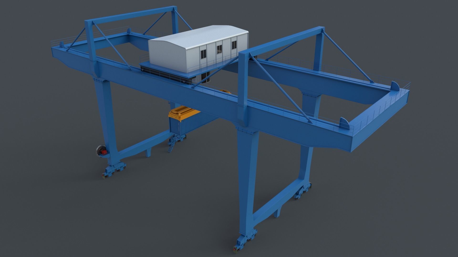 PBR Rail Mounted Gantry Crane RMG V2 - Blue Light Low-poly 3D model_19