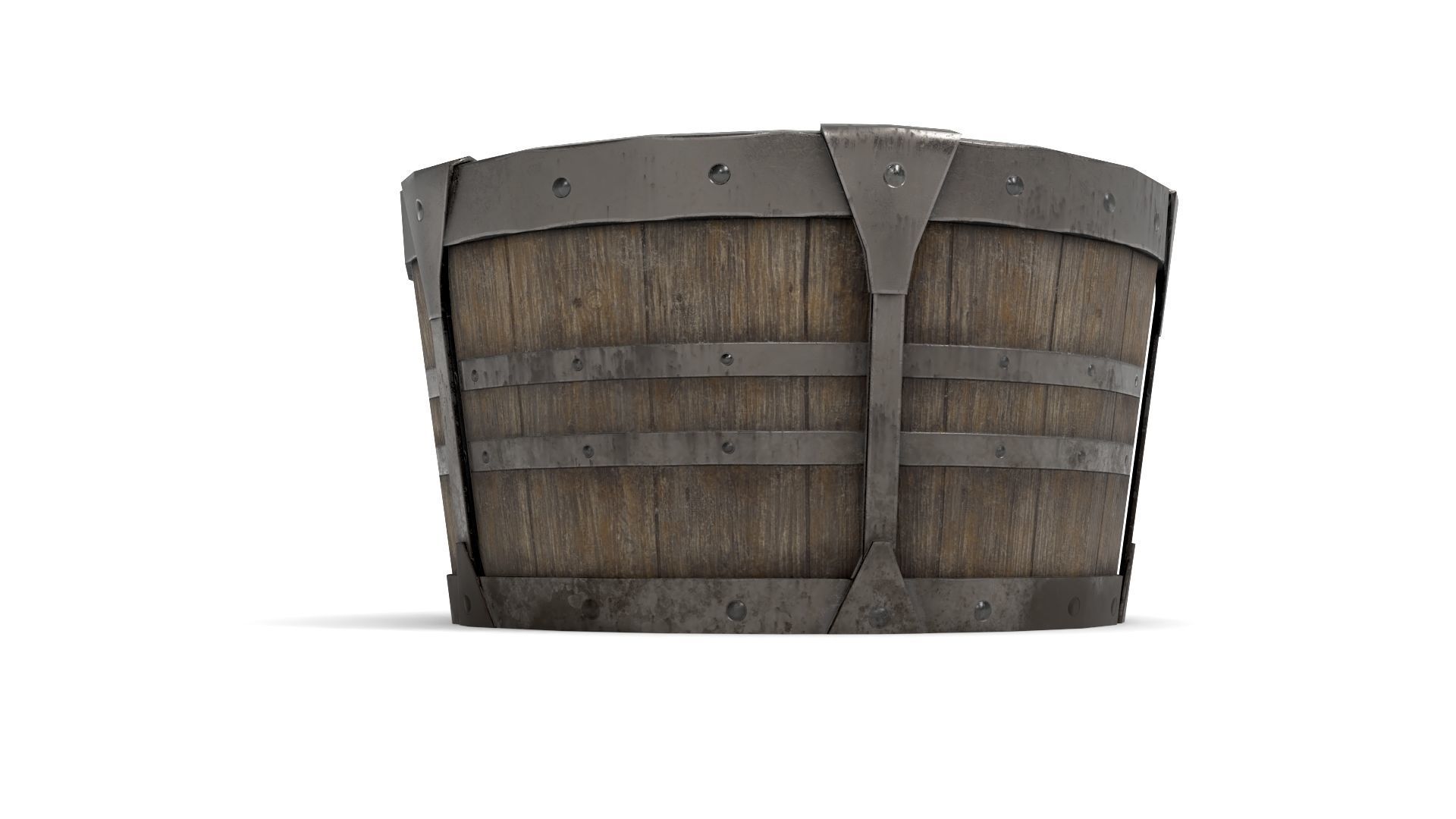 Ancient Wooden Barrel Low-poly 3D model_9