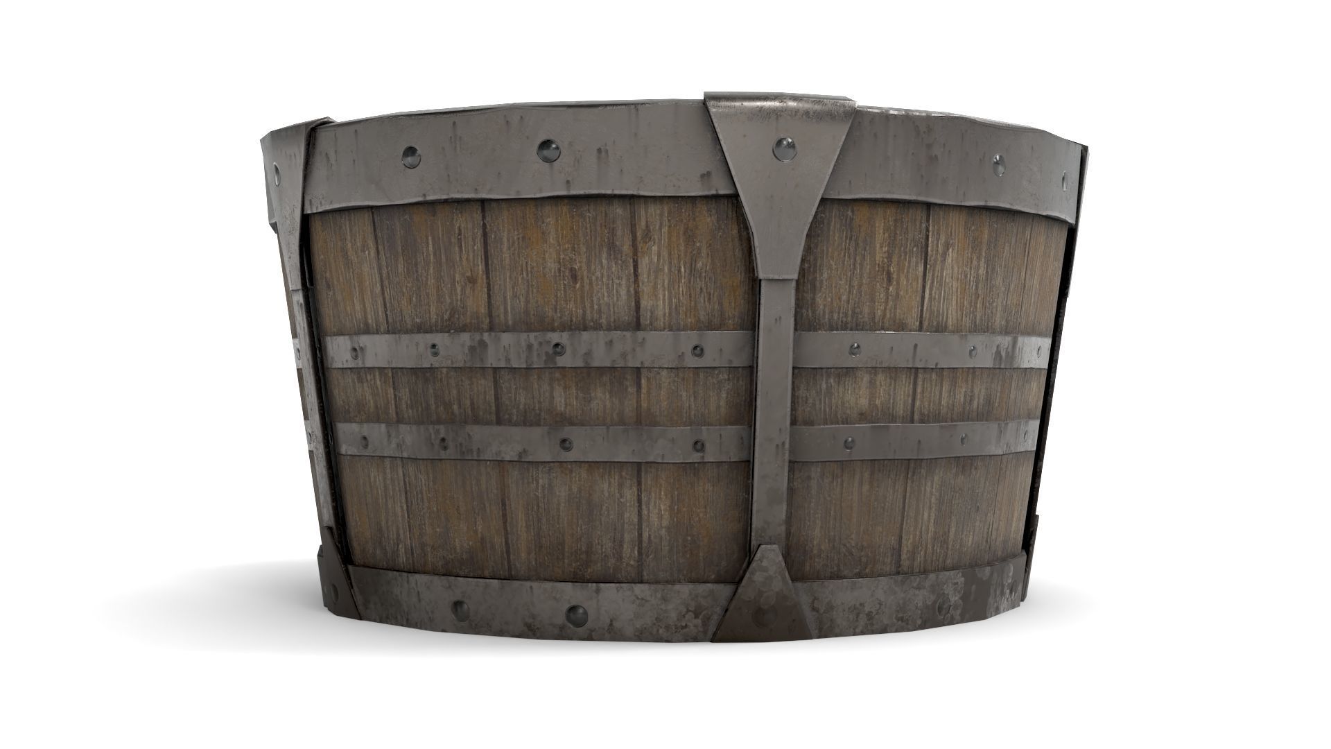 Ancient Wooden Barrel Low-poly 3D model_3