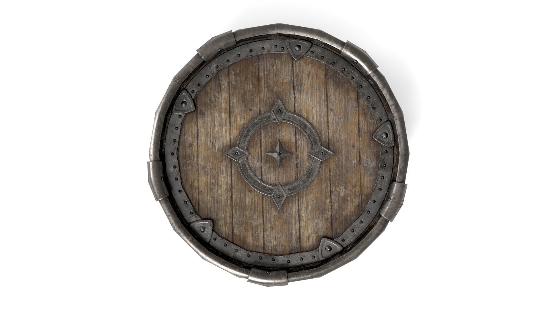 Ancient Wooden Barrel Low-poly 3D model_4