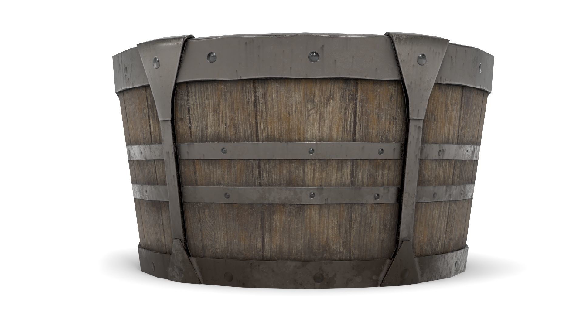 Ancient Wooden Barrel Low-poly 3D model_5