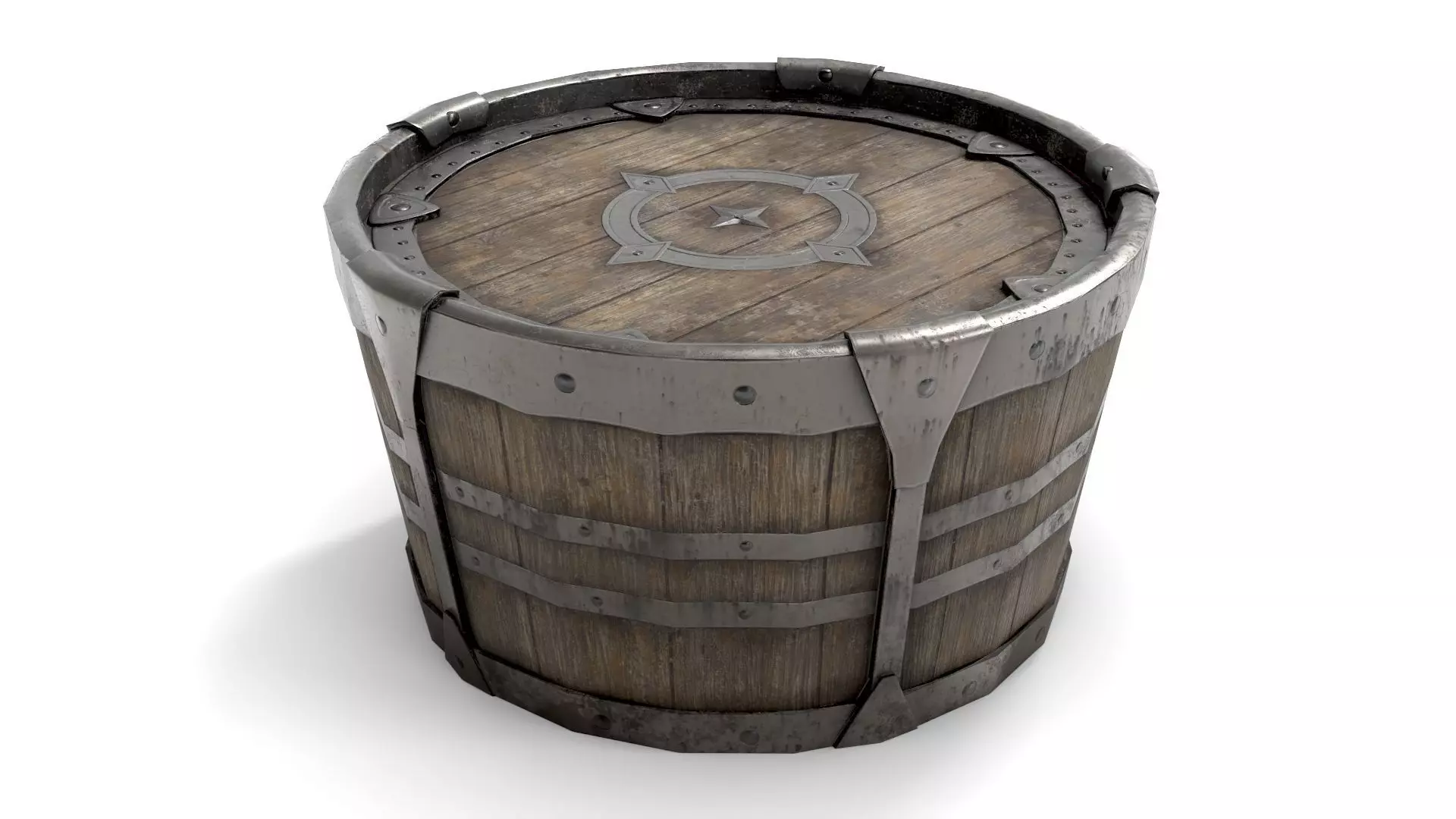 Ancient Wooden Barrel Low-poly 3D model_0