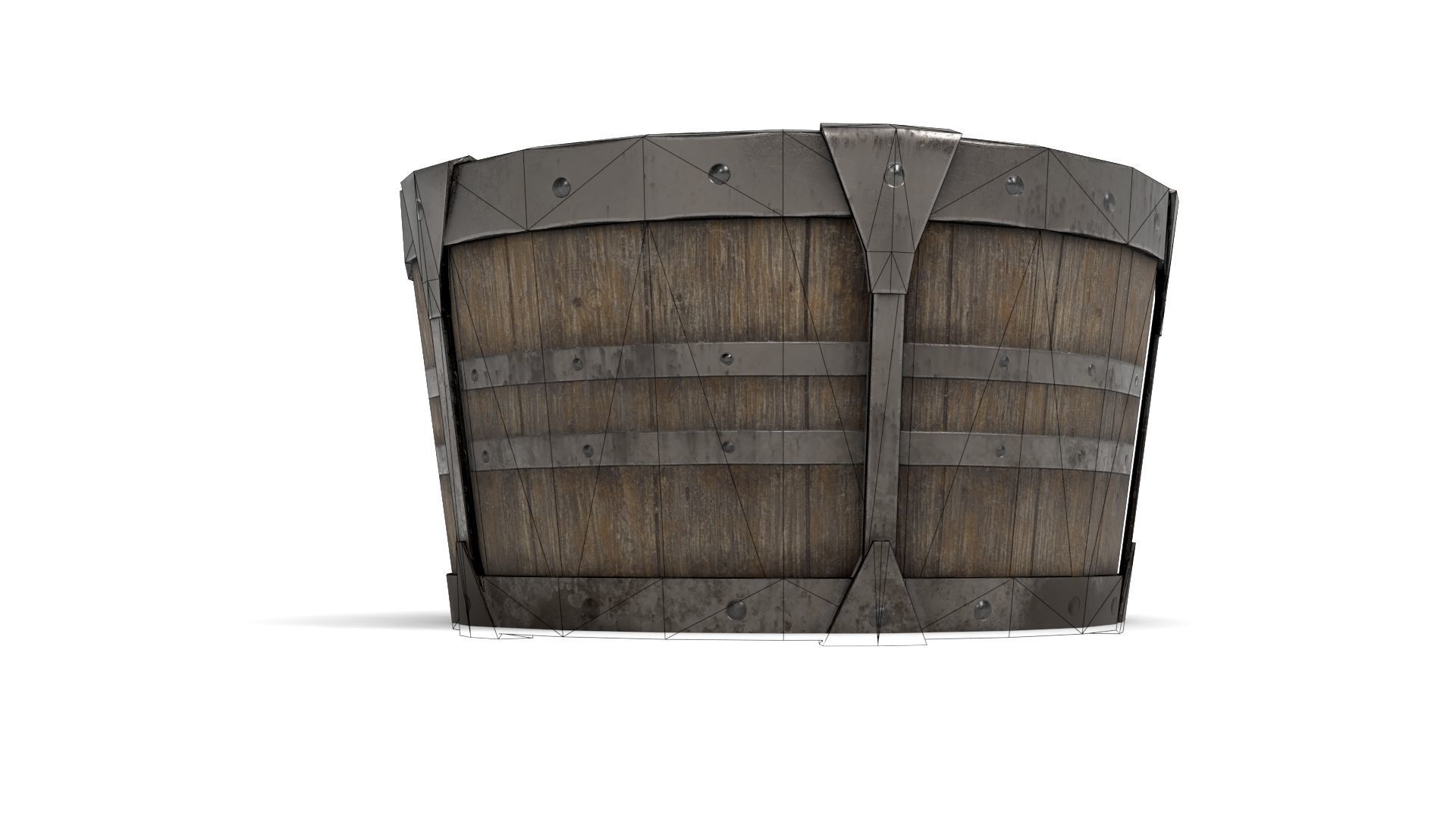 Ancient Wooden Barrel Low-poly 3D model_19