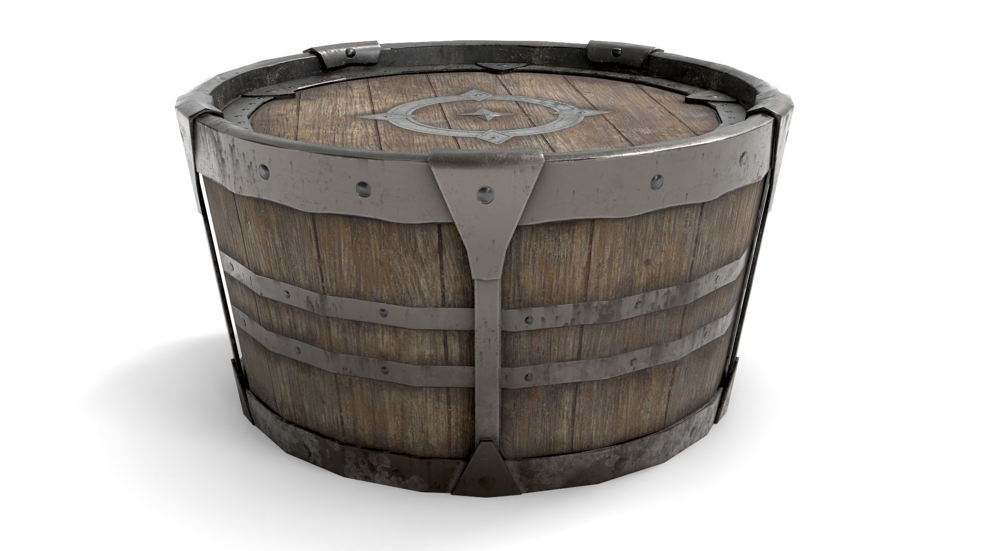 Ancient Wooden Barrel Low-poly 3D model_2