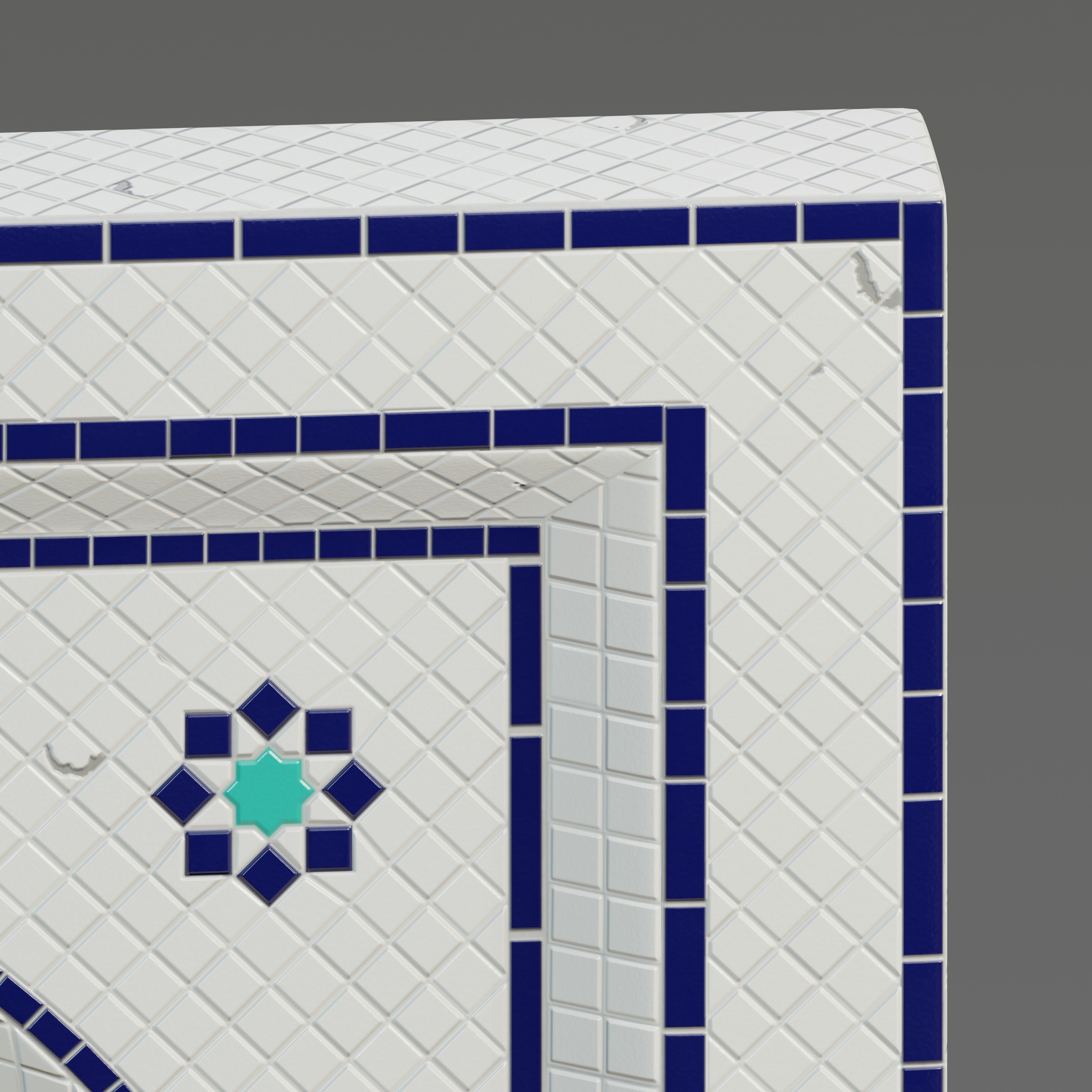 Traditional Moroccan mosaic fountain 3D model_2