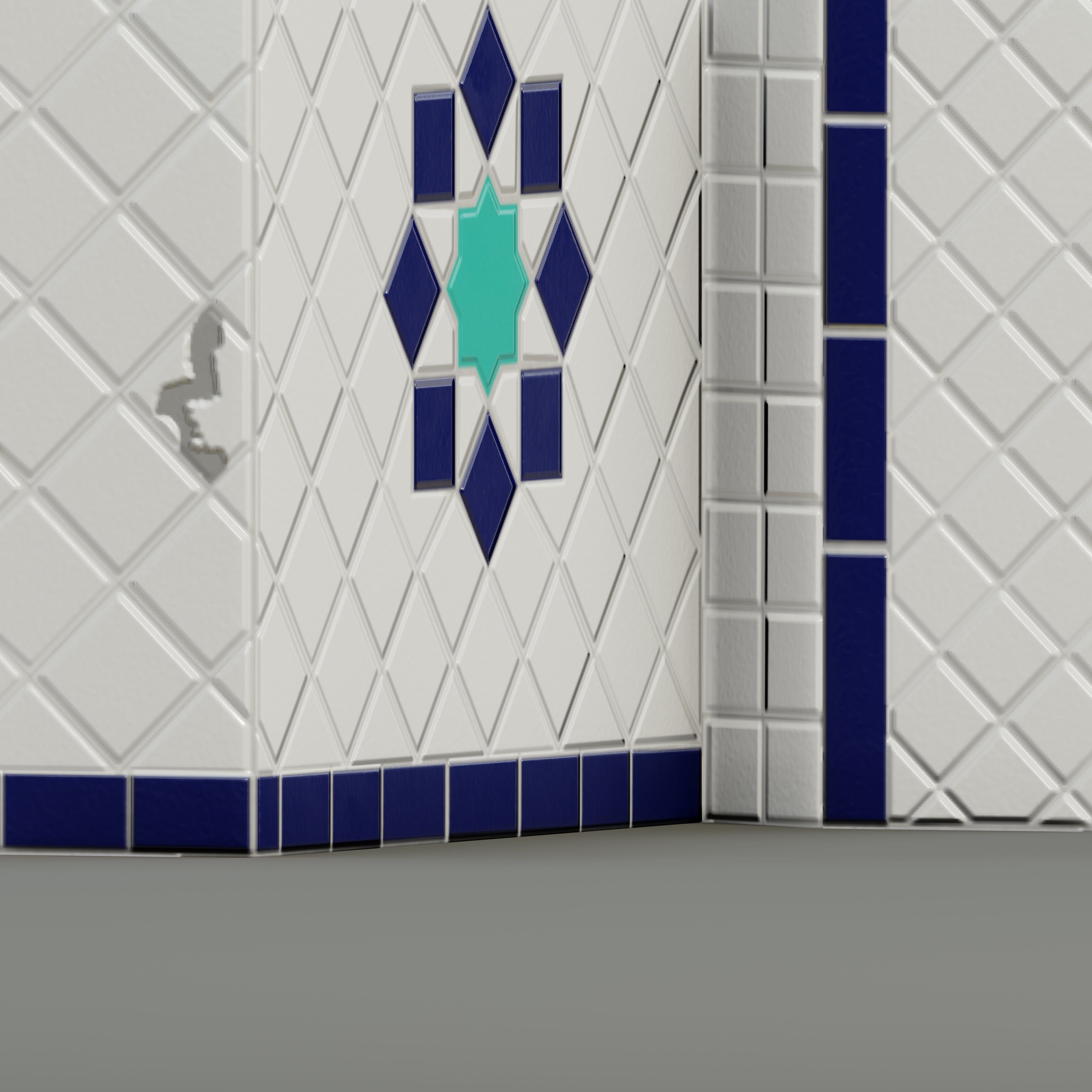 Traditional Moroccan mosaic fountain 3D model_5