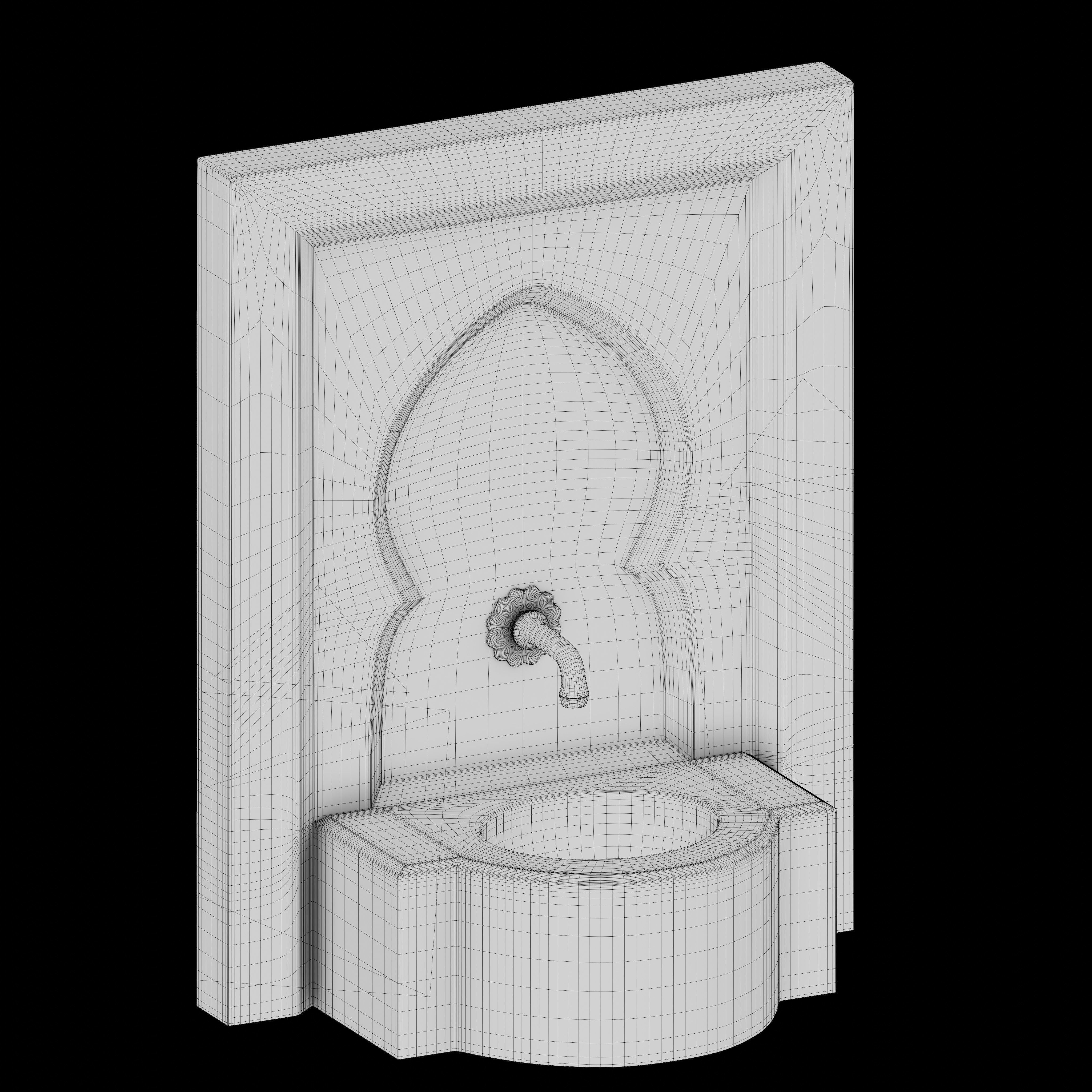 Traditional Moroccan mosaic fountain 3D model_6