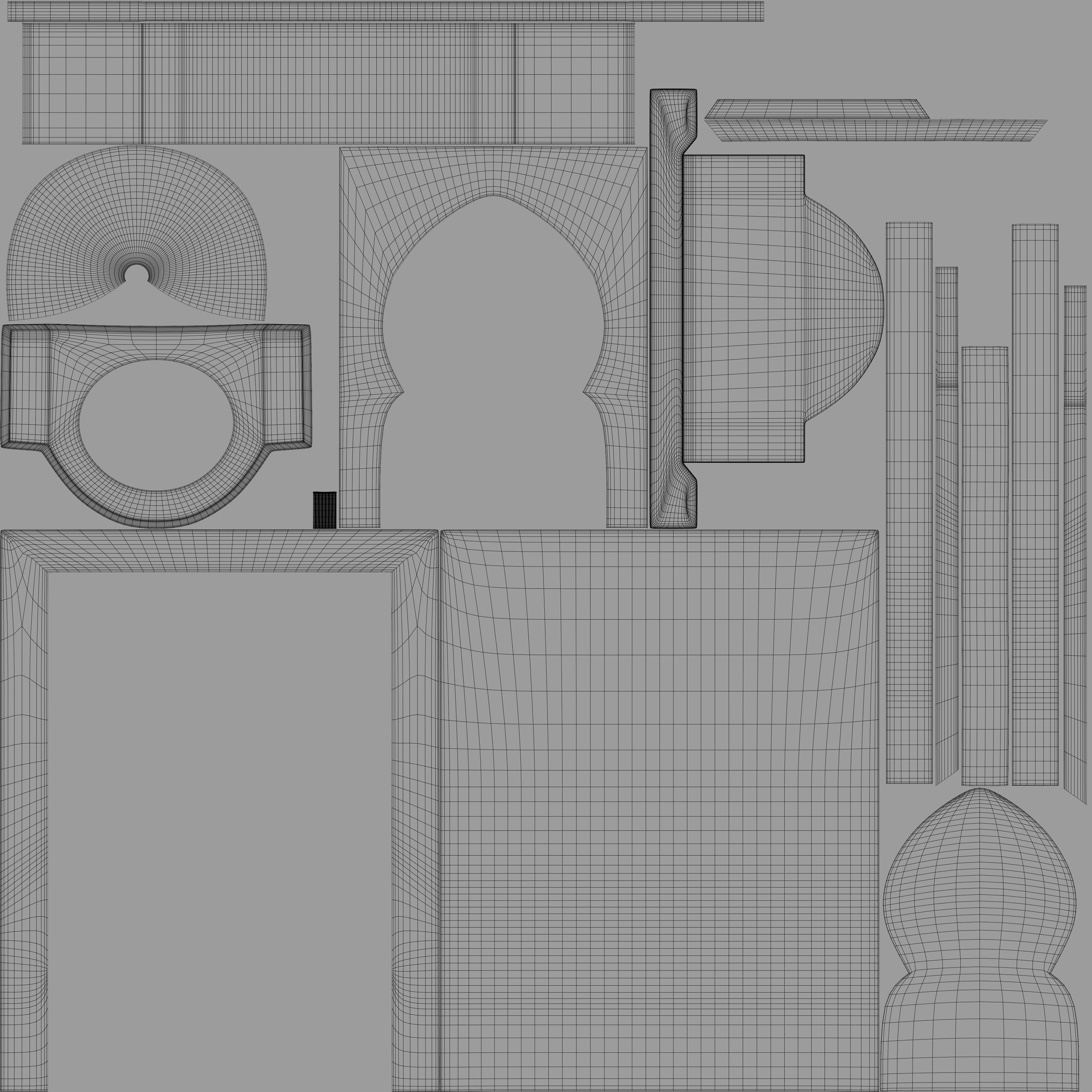 Traditional Moroccan mosaic fountain 3D model_14