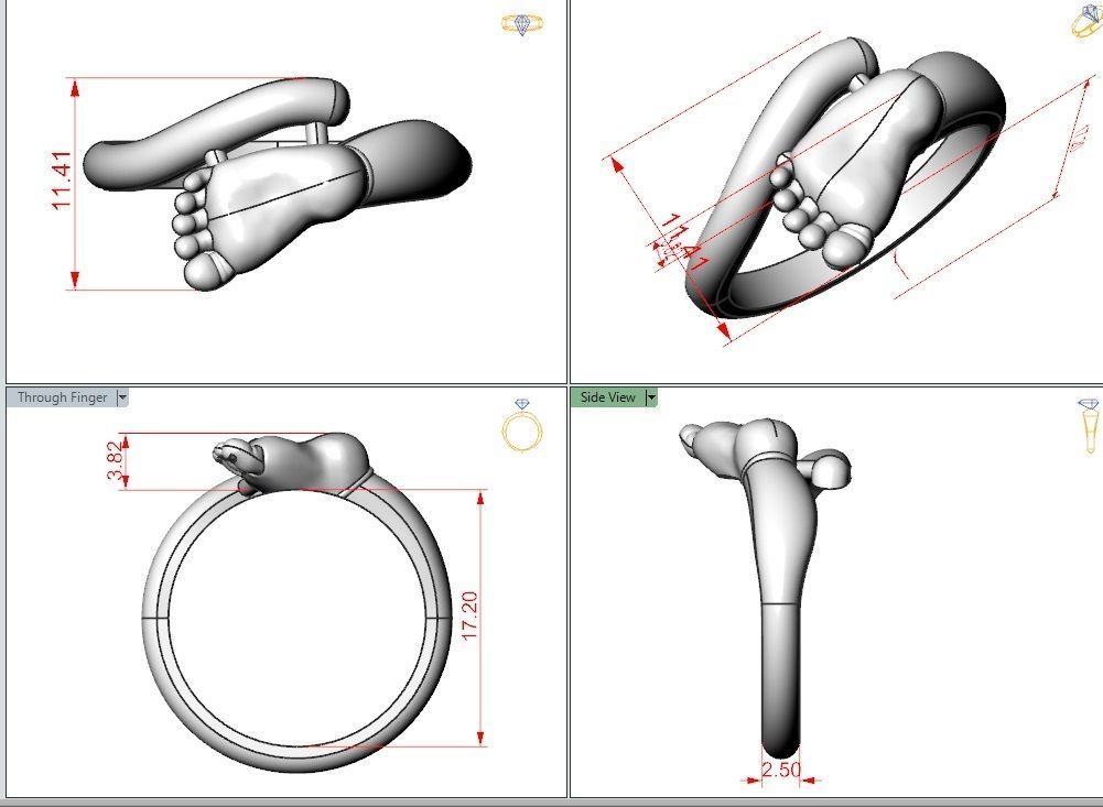 Baby foot ring  8 size USA 3D print model_2