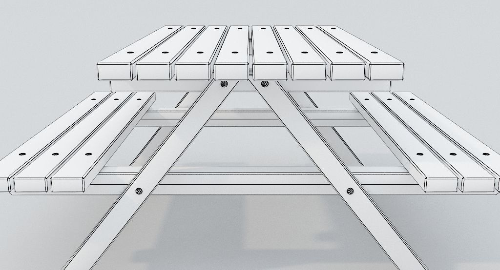 Wooden Picnic Table PBR - 2 Low-poly 3D model_9