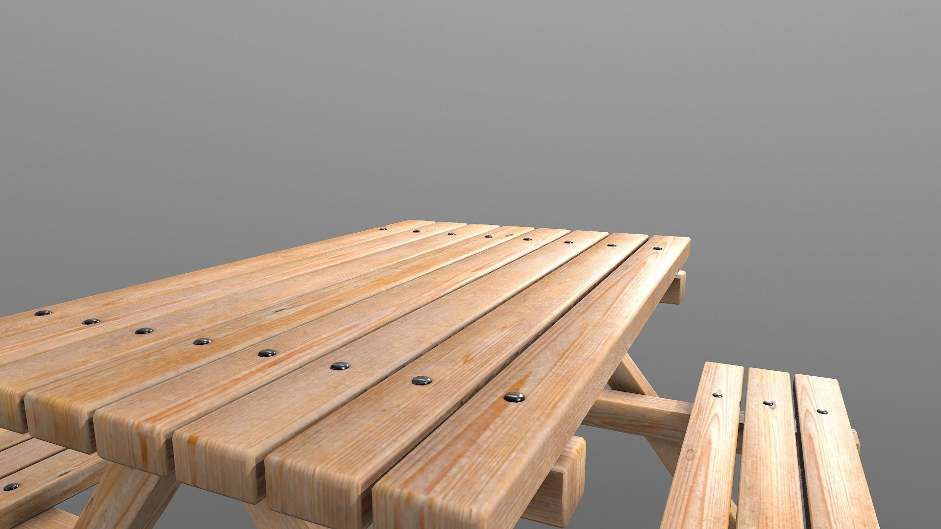 Wooden Picnic Table PBR - 2 Low-poly 3D model_8