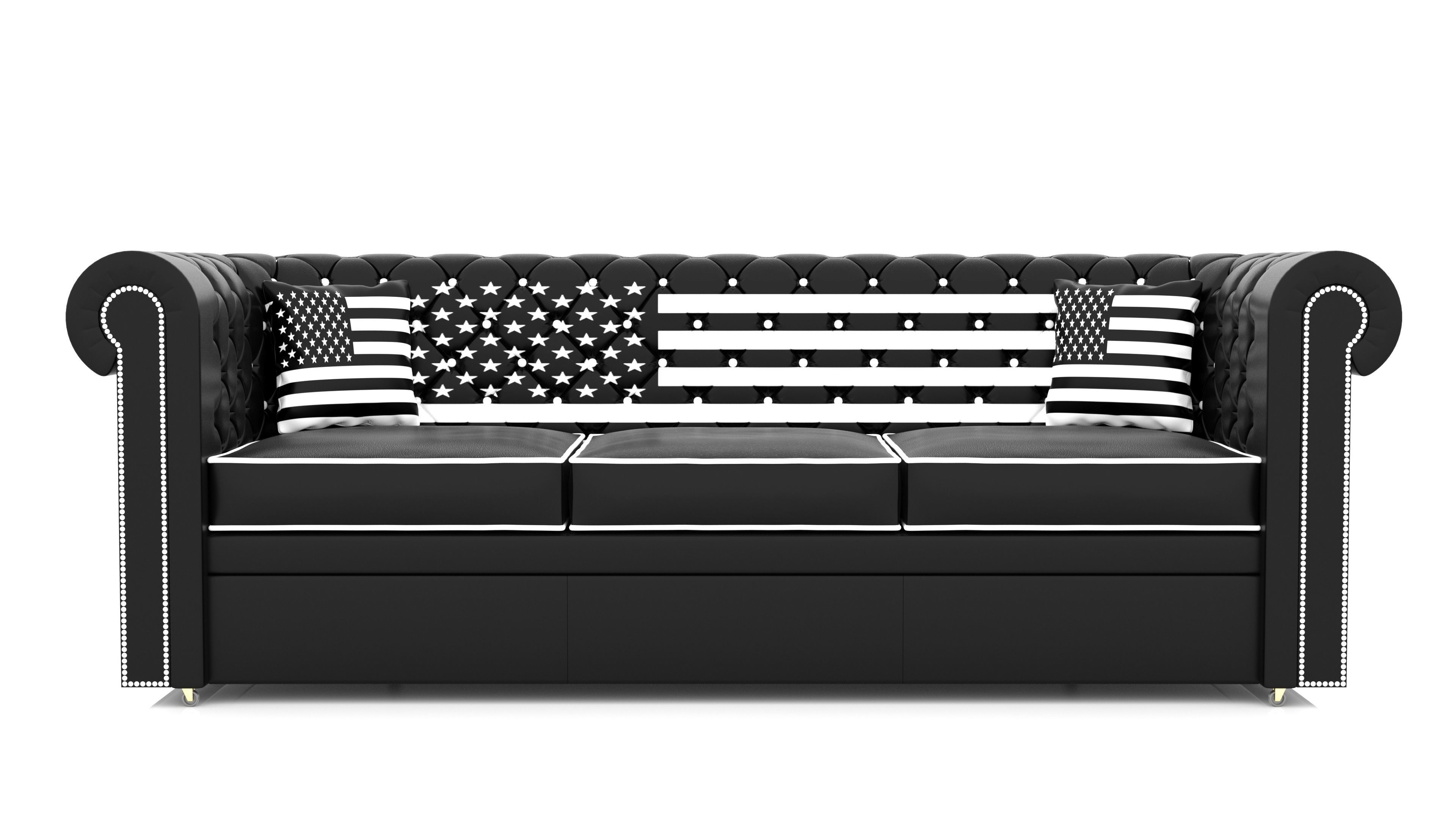 Chesterfield Sofa with Flag Motif 3D model_2