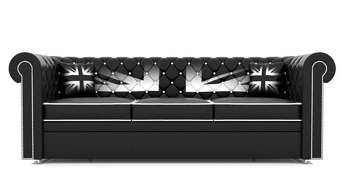 Chesterfield Sofa with Flag Motif 3D model